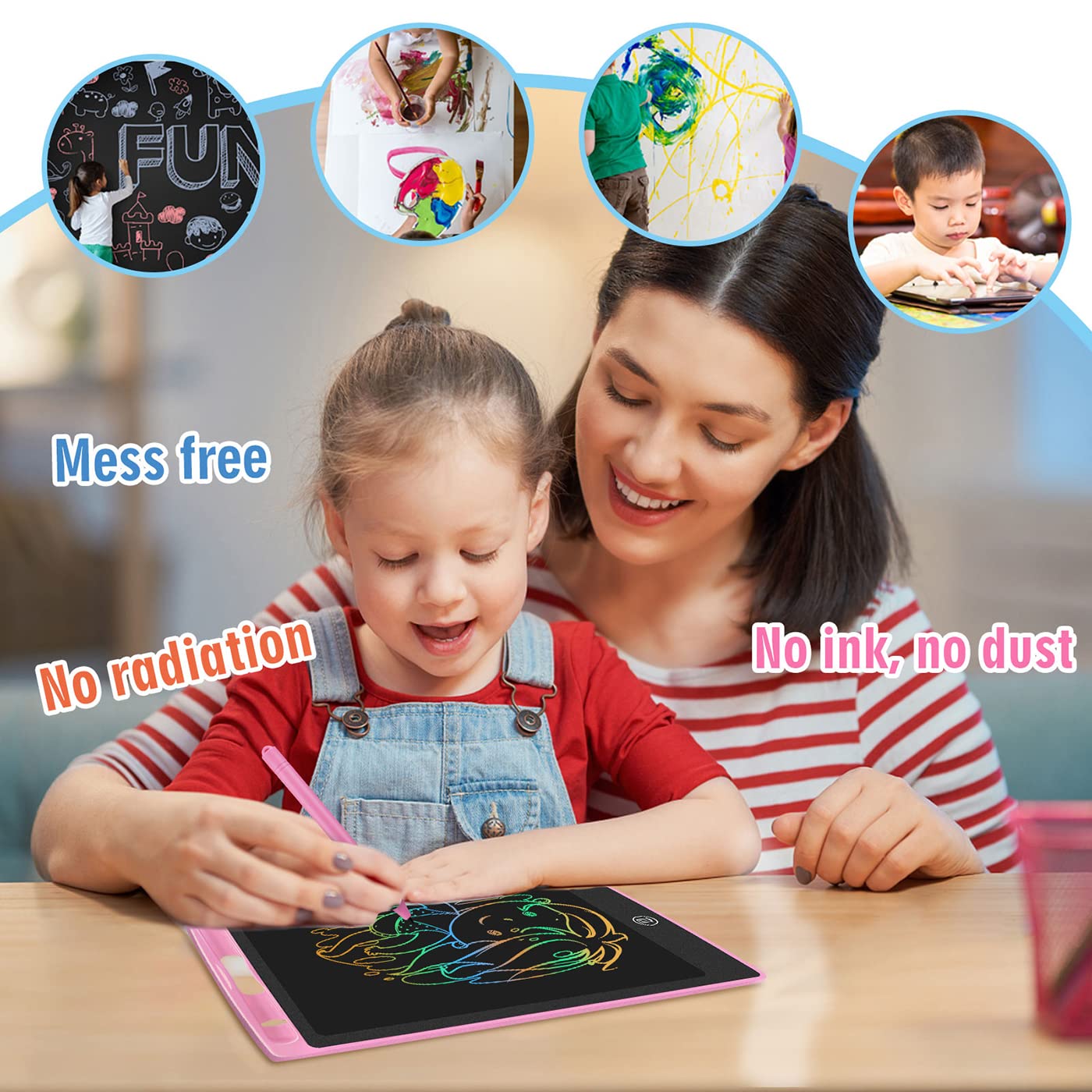 HOMESTEC AB0802 8.5 Inch LCD Writing Tablet - Colorful Drawing Board with Lock Key, Digital Notepad & Doodle Pad for Kids, Perfect Gift for Boys & Girls (Pink, Pack of 2) | Ideal for School, Travel & Creative Play