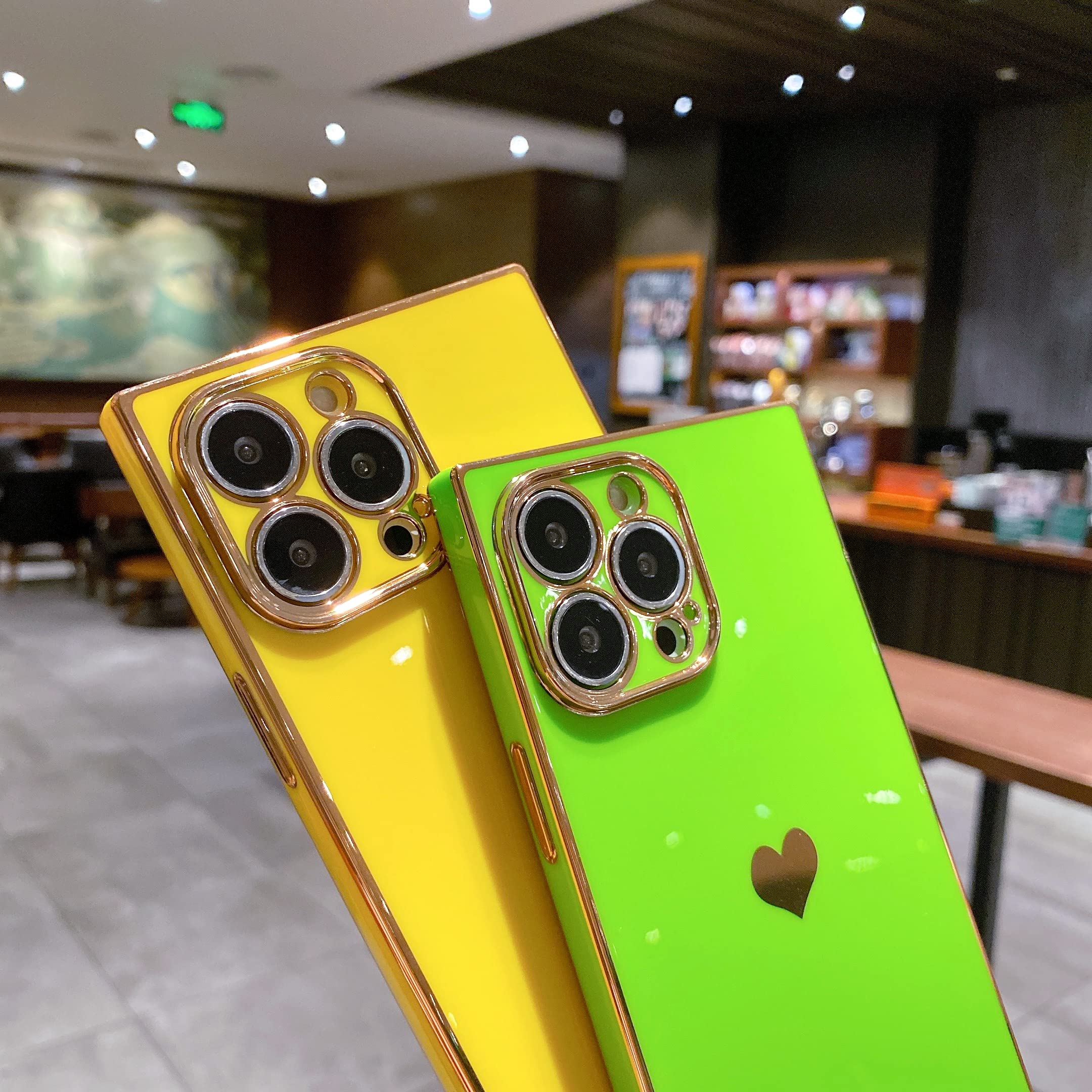 Tzomsze iPhone 13 Pro Max Case - Cute Aesthetic Camera Lens Protection, Electroplate Reinforced Corners, Shockproof TPU Phone Cover (Yellow) | Perfect for Everyday Use, Travel & Outdoor Activities