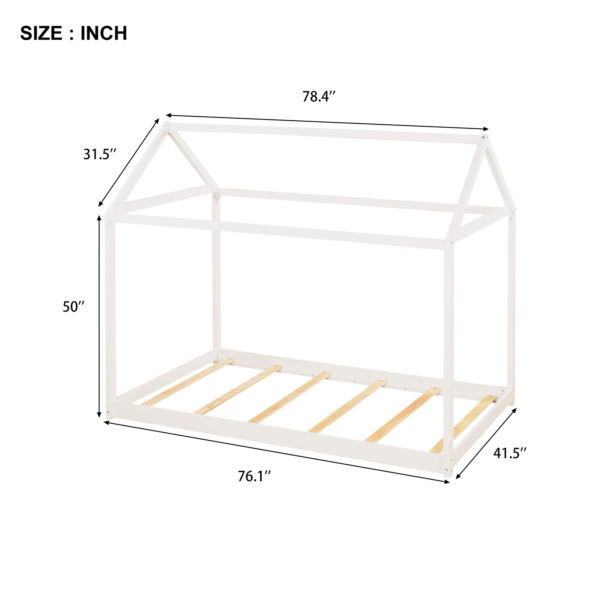 SOFTSEA Twin Floor Bed for Kids - Playhouse Tent Bed with Roof, Gray Twin House Style - Perfect for Bedroom Play, Sleepovers & Imaginative Playtime