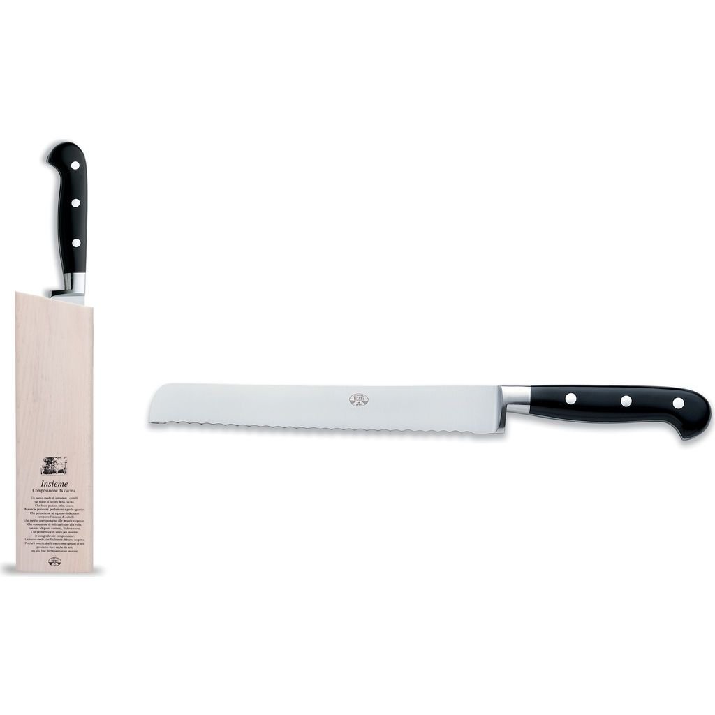 Premium Insieme Bread Knife with Magnetic Wood Block - Black Lucite Handle for Slicing Bread, Cake & Pastries | Perfect for Home Kitchens & Bakeries