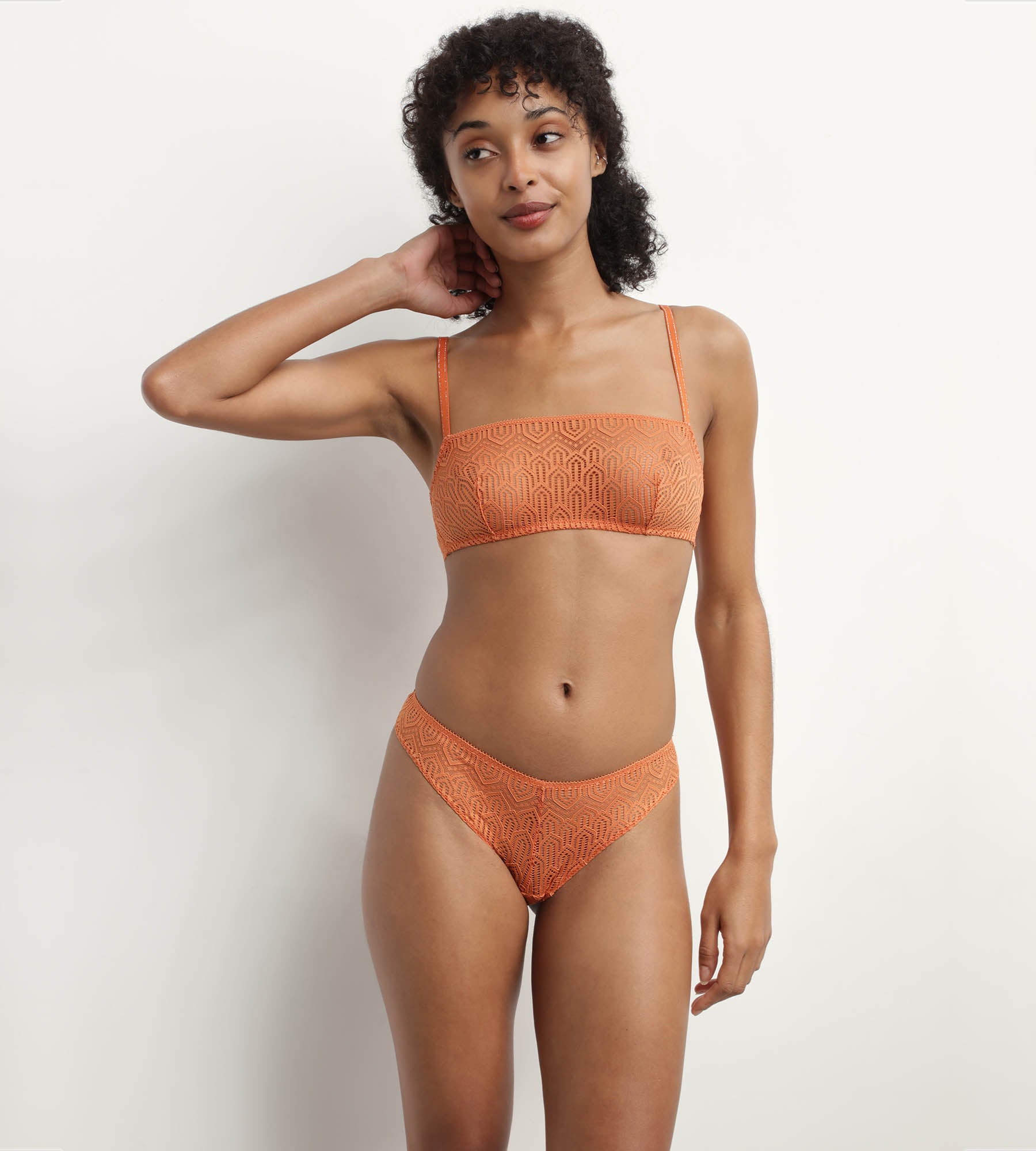 Graphic Lace Bralette Wireless Comfortable Bralette in Hazel - Perfect for Yoga, Lounge & Everyday Wear | Dim Collection