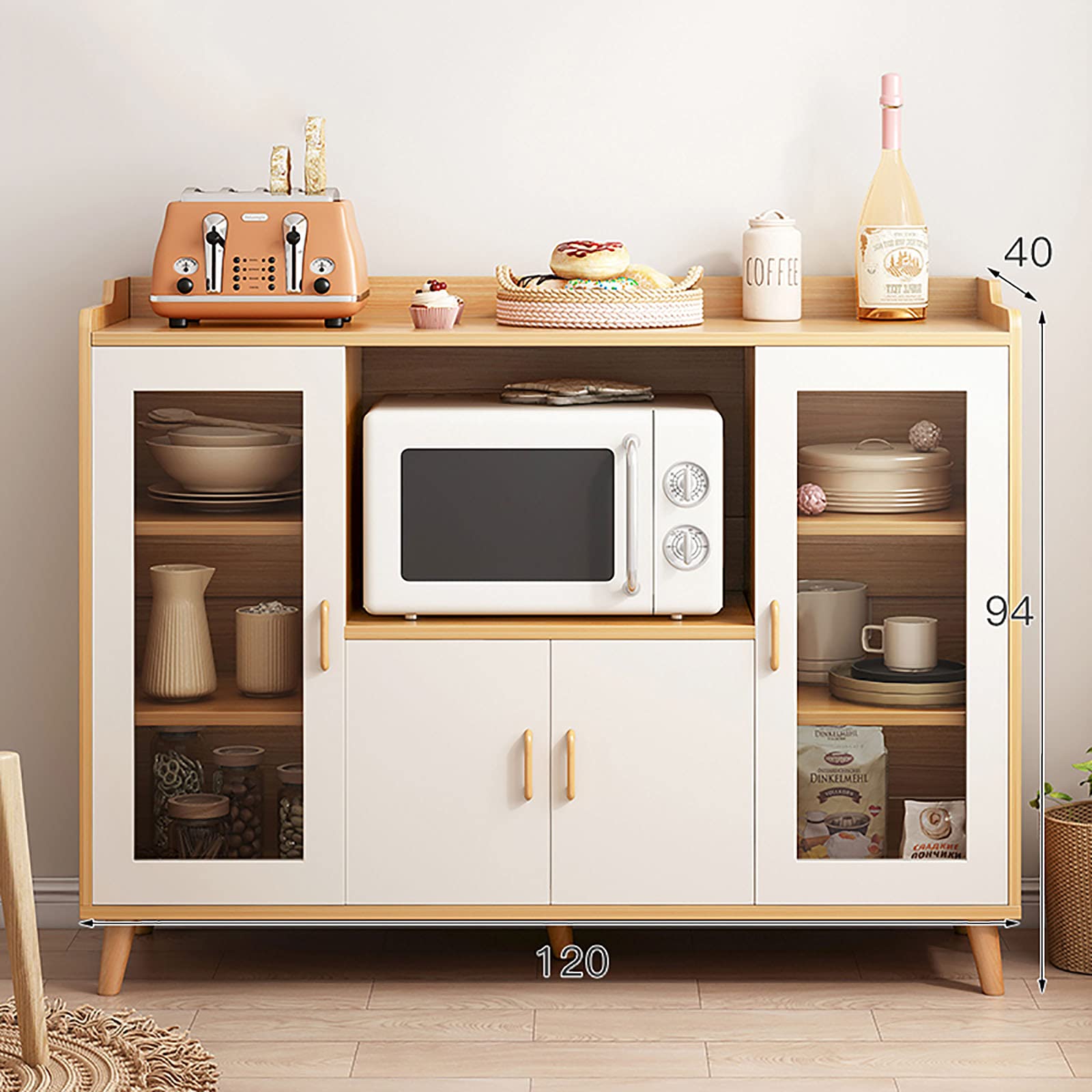 Gprice Buffets & Sideboards | 120x40x94CM Kitchen Console Table | Storage Sideboard for Kitchen, Dining Room, Entryway | Perfect for Small Spaces & Modern Homes