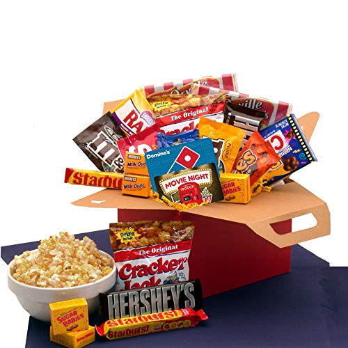 Ultimate Movie Night Care Package - Includes Redbox Gift Card, Domino's Pizza Gift Card & Premium Snacks for Family Movie Nights at Home