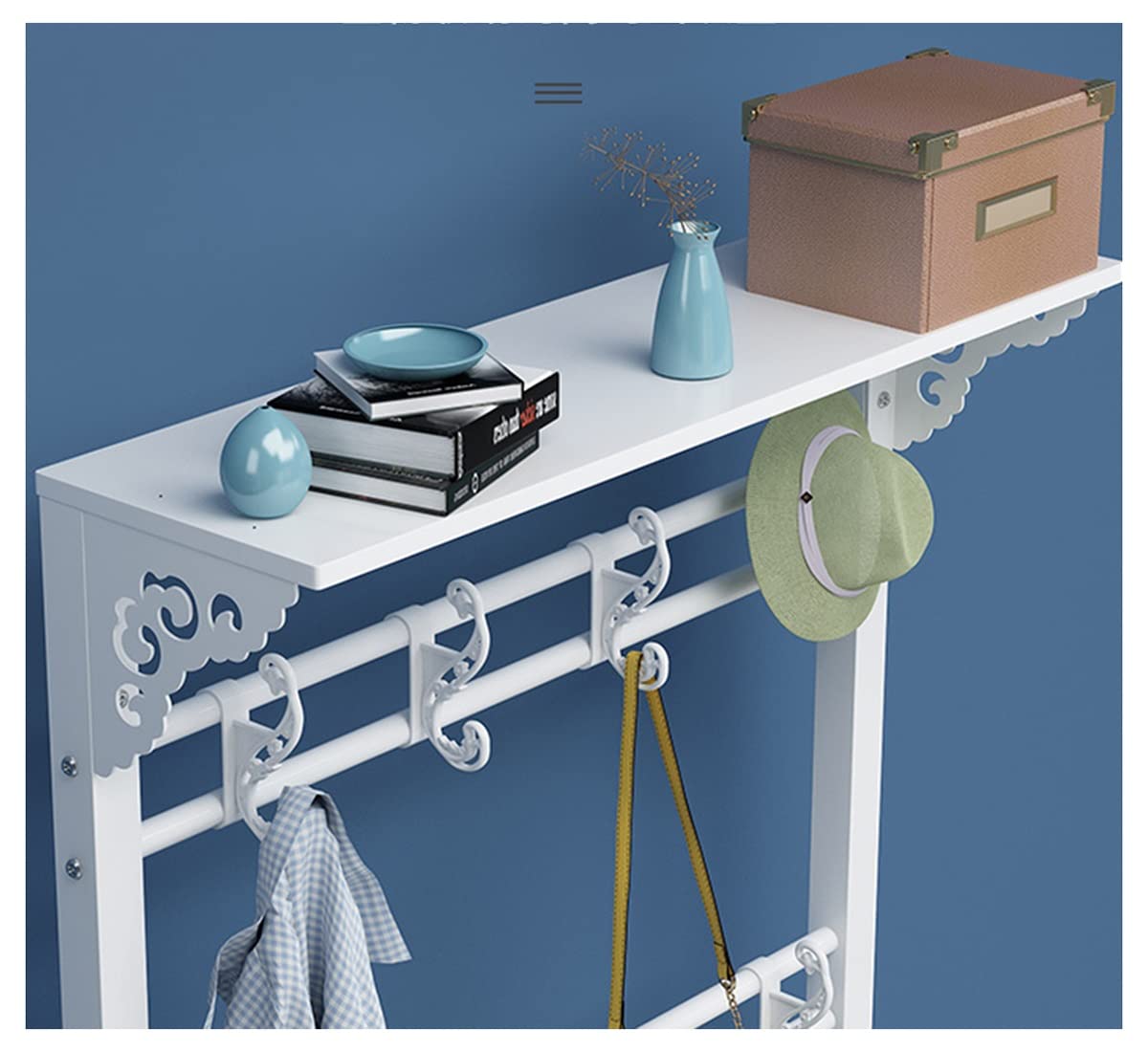 Industrial Coat Rack & Shoe Bench with Storage Shelf - 4-in-1 Entryway Hall Tree with Hooks & Metal Frame (60x30x172cm, White Gray) - Perfect for Small Spaces, Apartments & Mudroom Organization - Easy Assembly & Space-Saving Design