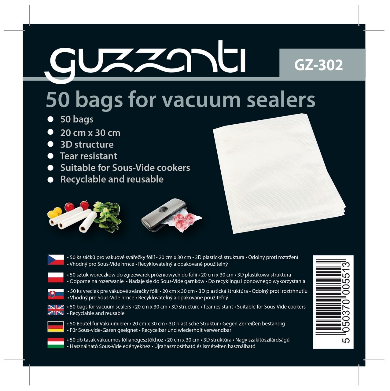 50 Vacuum Sealer Bags for Food Storage - Heavy Duty, BPA Free - Perfect for Sous Vide, Meal Prep & Freezing (10