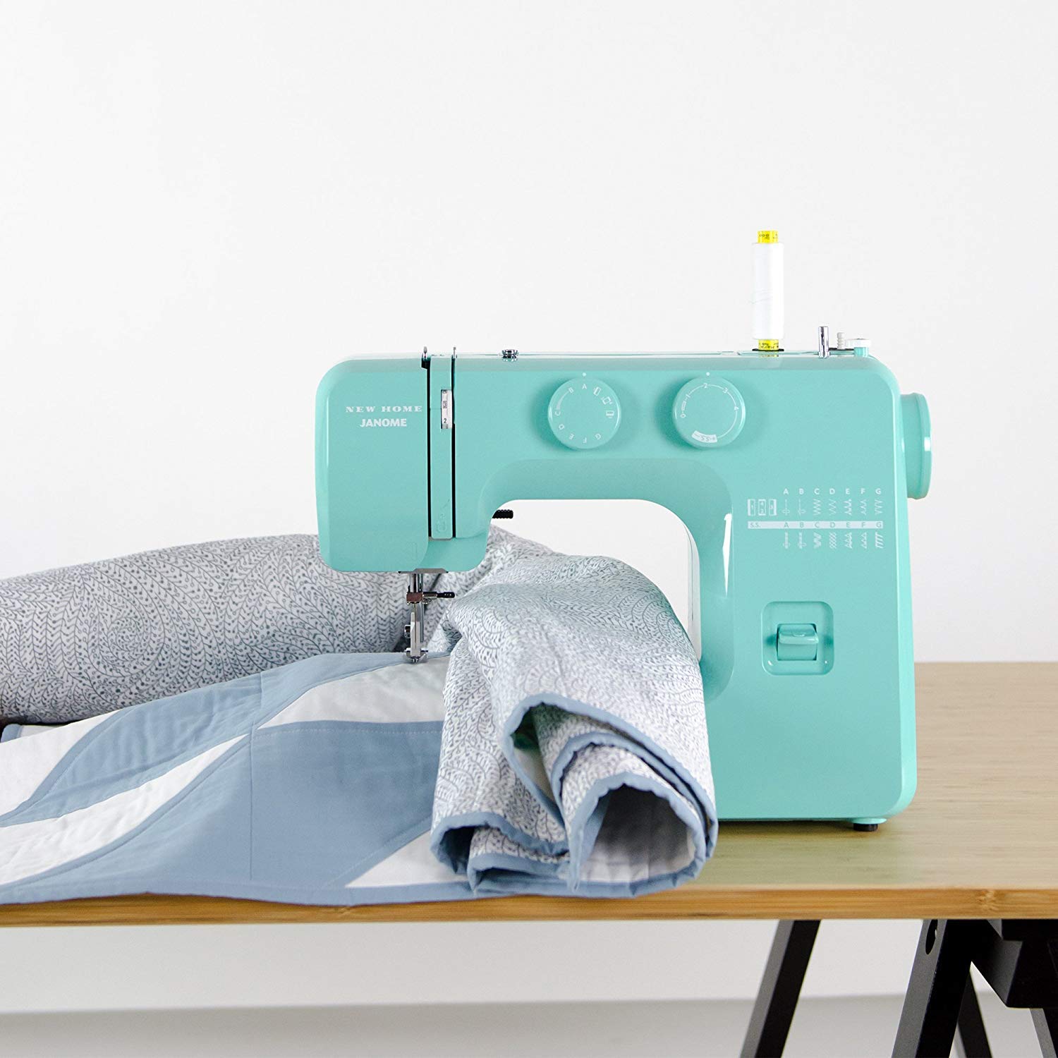Janome Arctic Crystal Easy-to-Use Sewing Machine for Beginners - Built-in Metal Frame, Bobbin Diagram & Tutorial Videos - Perfect for DIY Crafts, Home Decor & Fashion Sewing Projects (Turquoise)