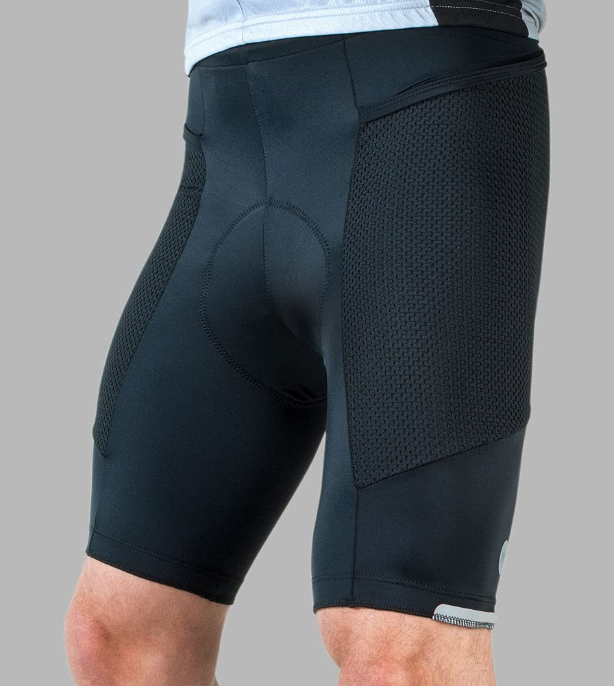 Men's Gel Touring Padded Bike Shorts with Innovative Mesh Pockets - Made in USA | Comfortable Cycling Shorts for Road Biking, Mountain Biking & Long Distance Rides