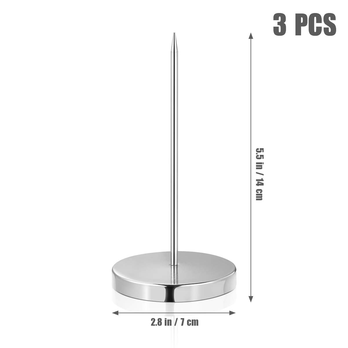 NUOBESTY Stainless Steel Receipt Holder - 3 Pack Silver Desk Organizer for Bills, Checks & Receipts | Perfect for Office, Restaurant, Retail & Home Organization