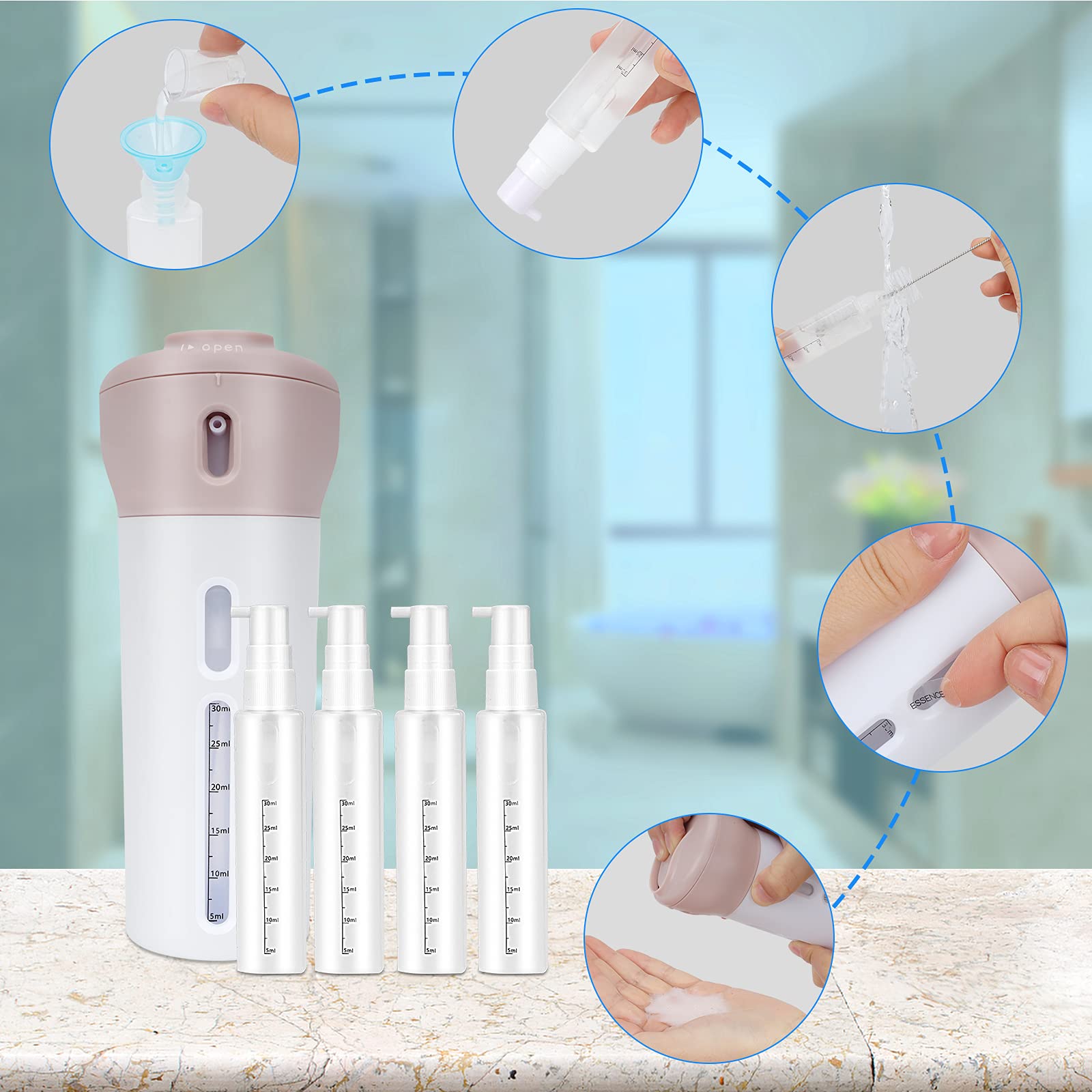19-Piece Leak-Proof Travel Bottles Set | TSA Approved Refillable Toiletries Containers for Shampoo, Lotion, Sanitizer & Cosmetics | Perfect for Air Travel, Gym, Camping & Vacation Essentials