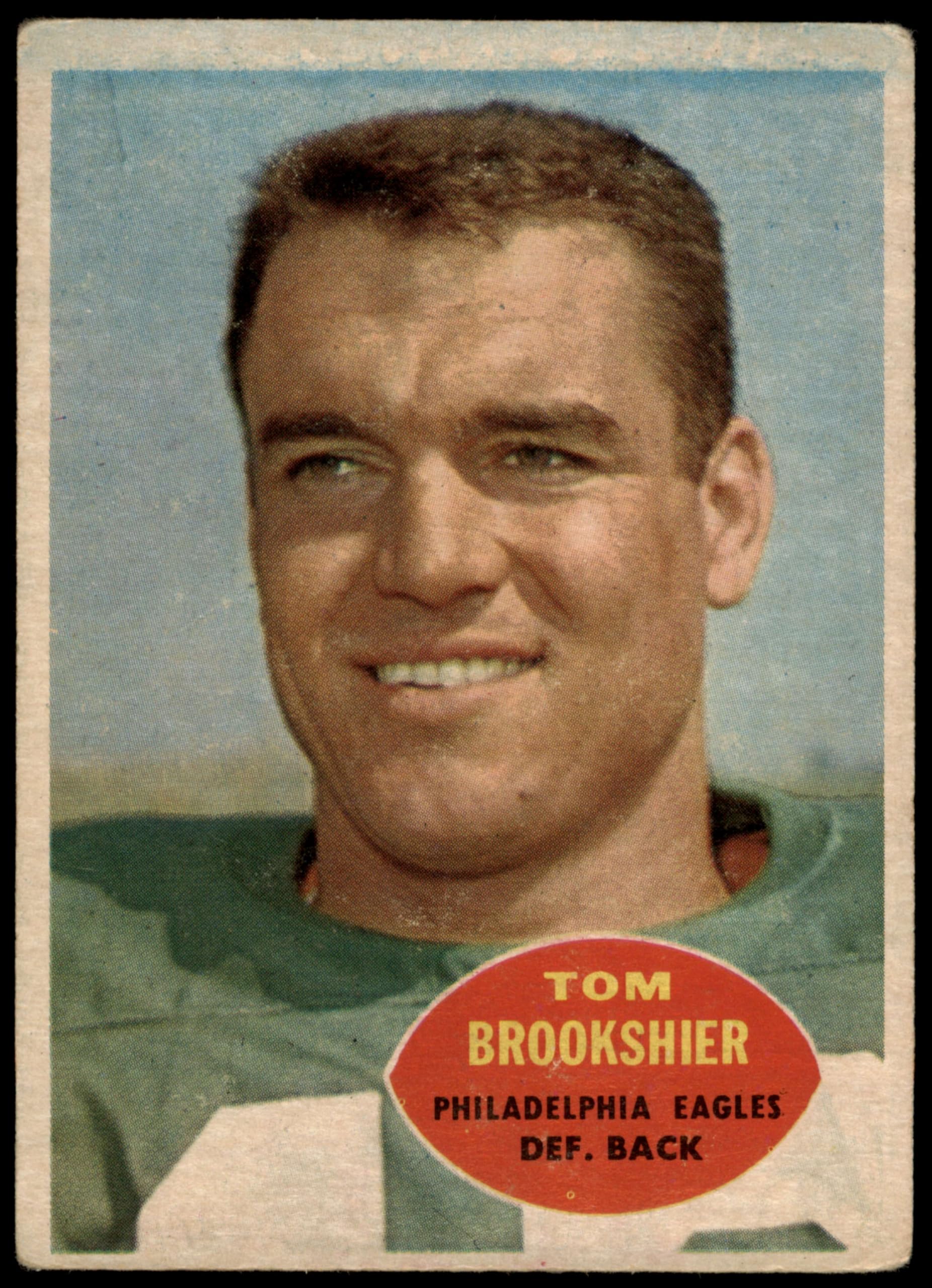 1960 Topps #89 Tom Brookshier Philadelphia Eagles Football Card - Vintage NFL Trading Card for Collectors - Perfect for Sports Memorabilia Displays and Fan Collections