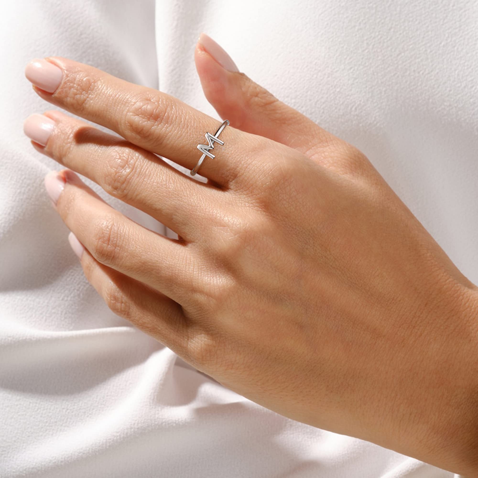 925 Sterling Silver Rings for Women - Adjustable Initial & Stackable Rings - Dainty Jewelry Gifts for Her - Perfect for Everyday Wear, Layering & Special Occasions