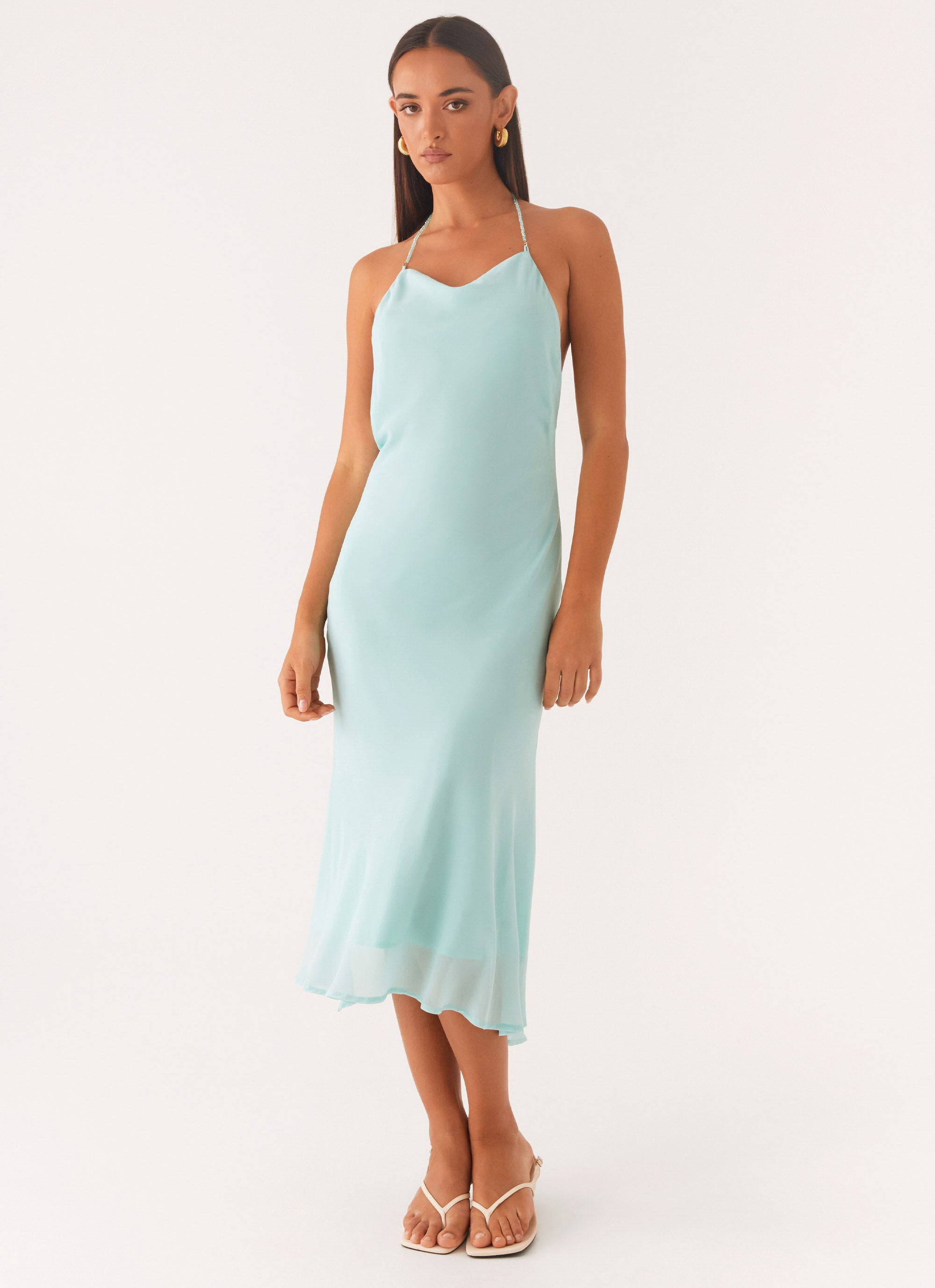 Deep Dive Midi Dress - Pale Blue Floral Print Summer Dress for Women | Beach Wedding, Vacation, Party Wear