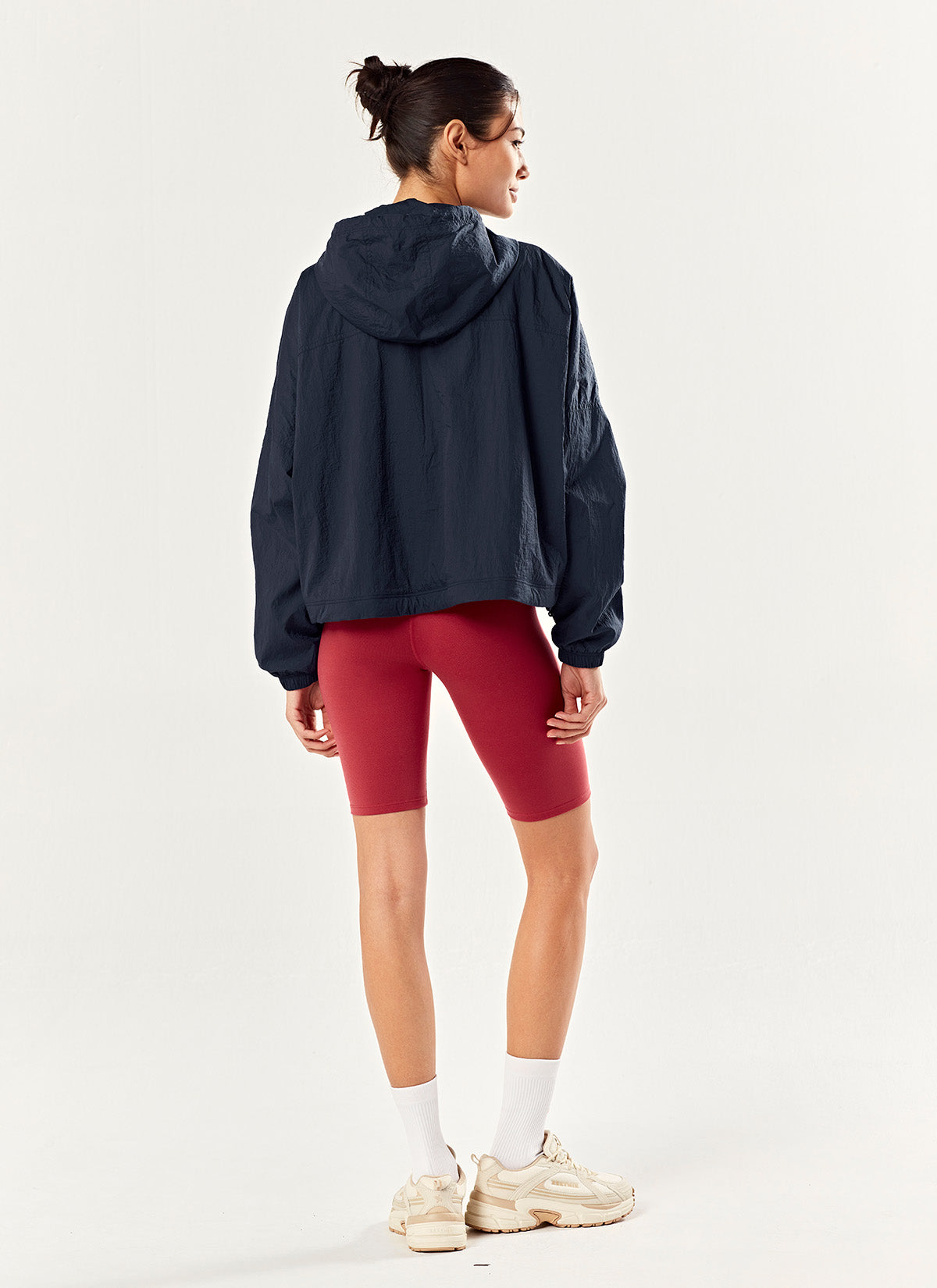 Stylish 2-Way Crop Hood Windbreaker Jacket for Women - Perfect for Running, Hiking & Outdoor Activities