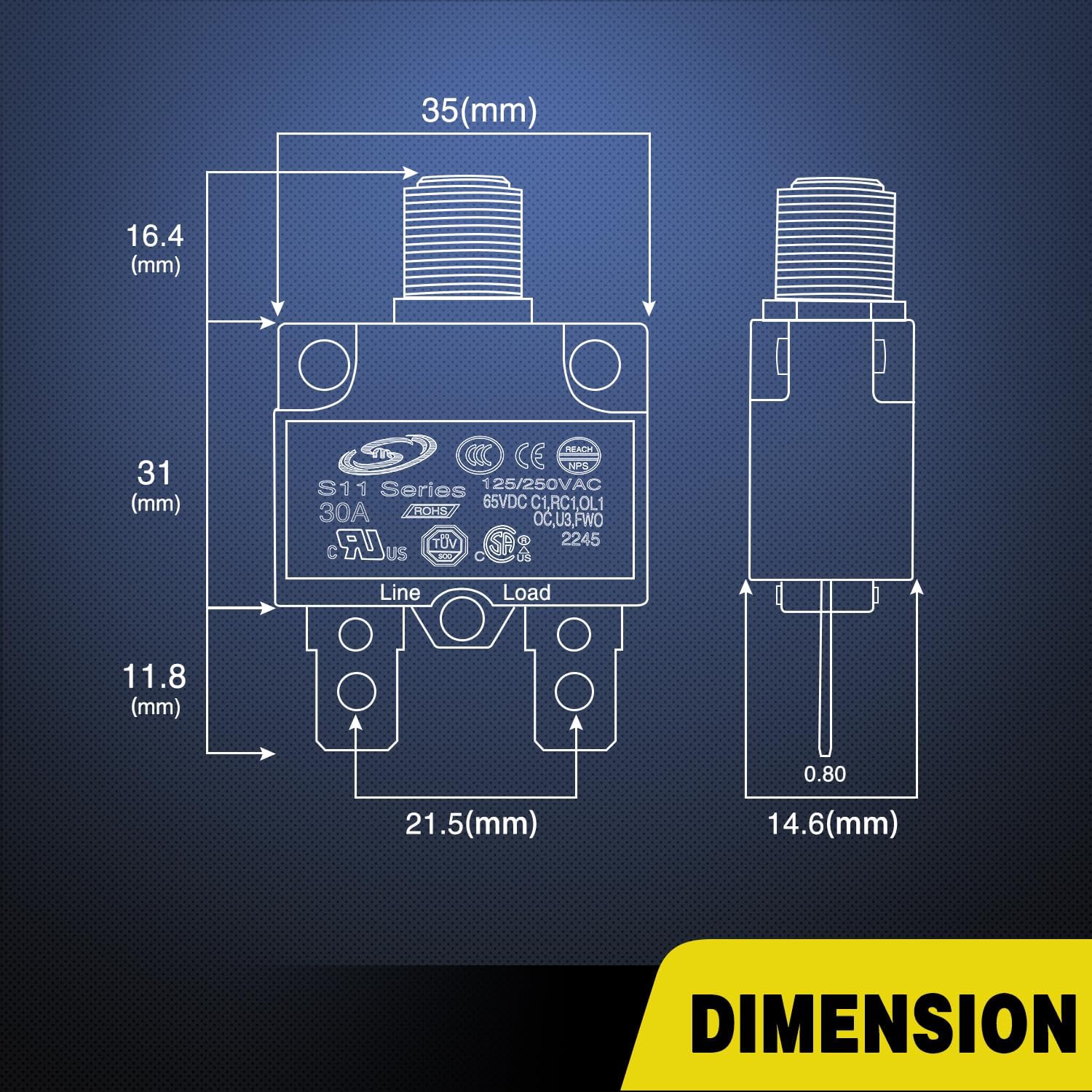 5Pcs 5A 10A 15A 20A 30A Circuit Breaker Terminals - Heavy Duty Electrical Protection for Home, RV & Marine Use