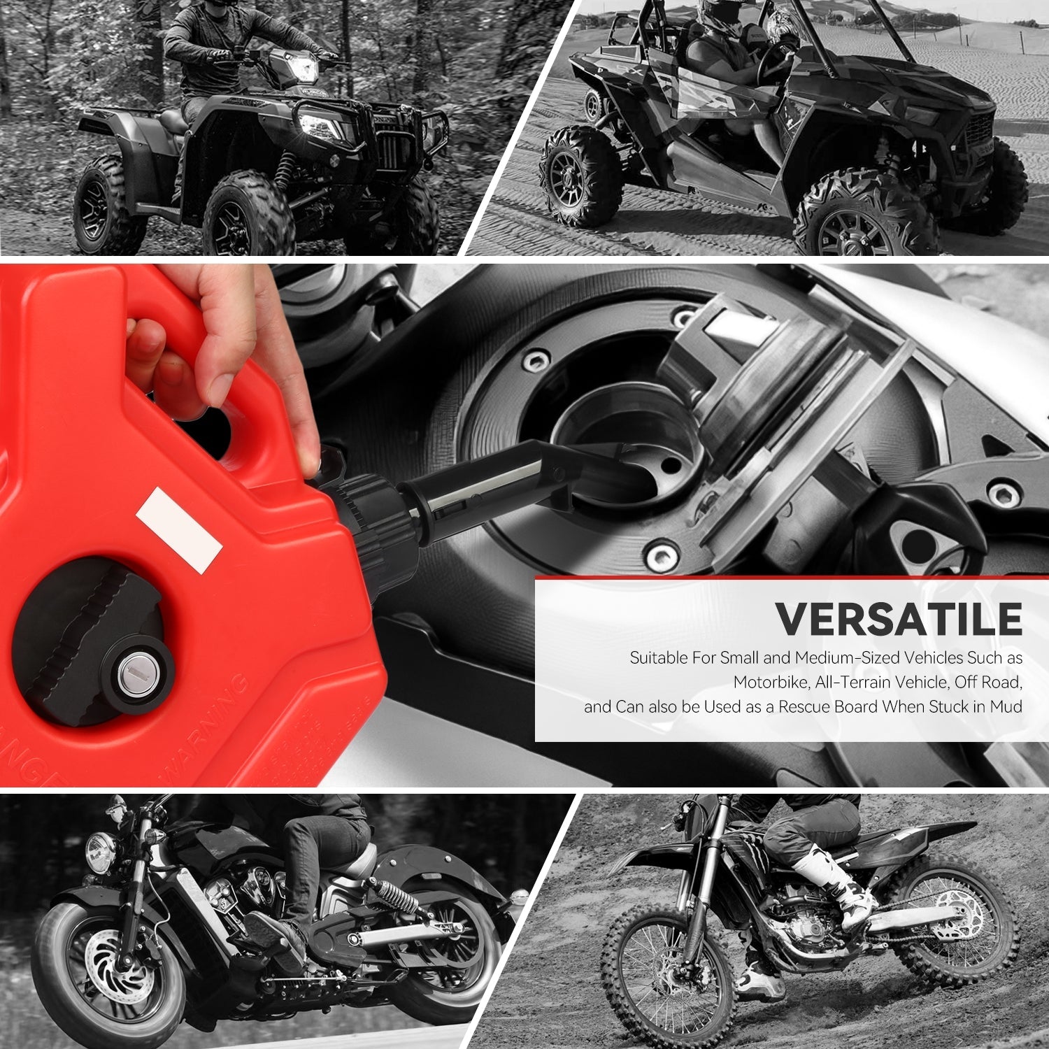 1.3 Gallon (5L) Portable Gas Can - Red Fuel Oil Tank with Spout 9.8