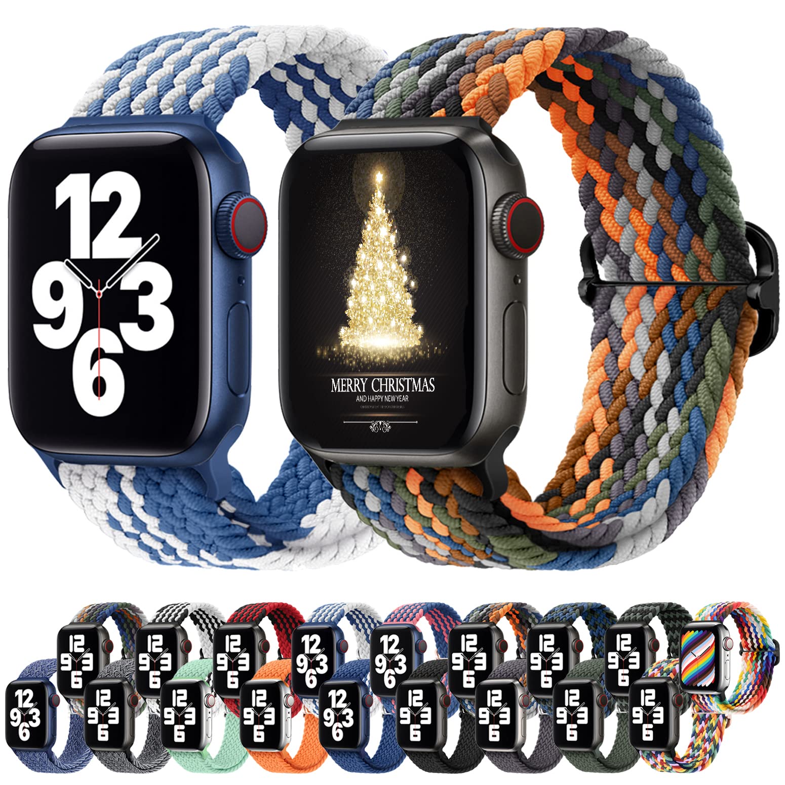 Atenzol Braided Solo Loop Compatible with Apple Watch Bands 38mm 40mm 41mm 42mm 44mm 45mm 49mm - Adjustable Stretchable Sport Wristband for iWatch Ultra 8 7 6 SE 5 4 3 2 1 - Perfect for Running, Workouts & Everyday Wear for Men & Women