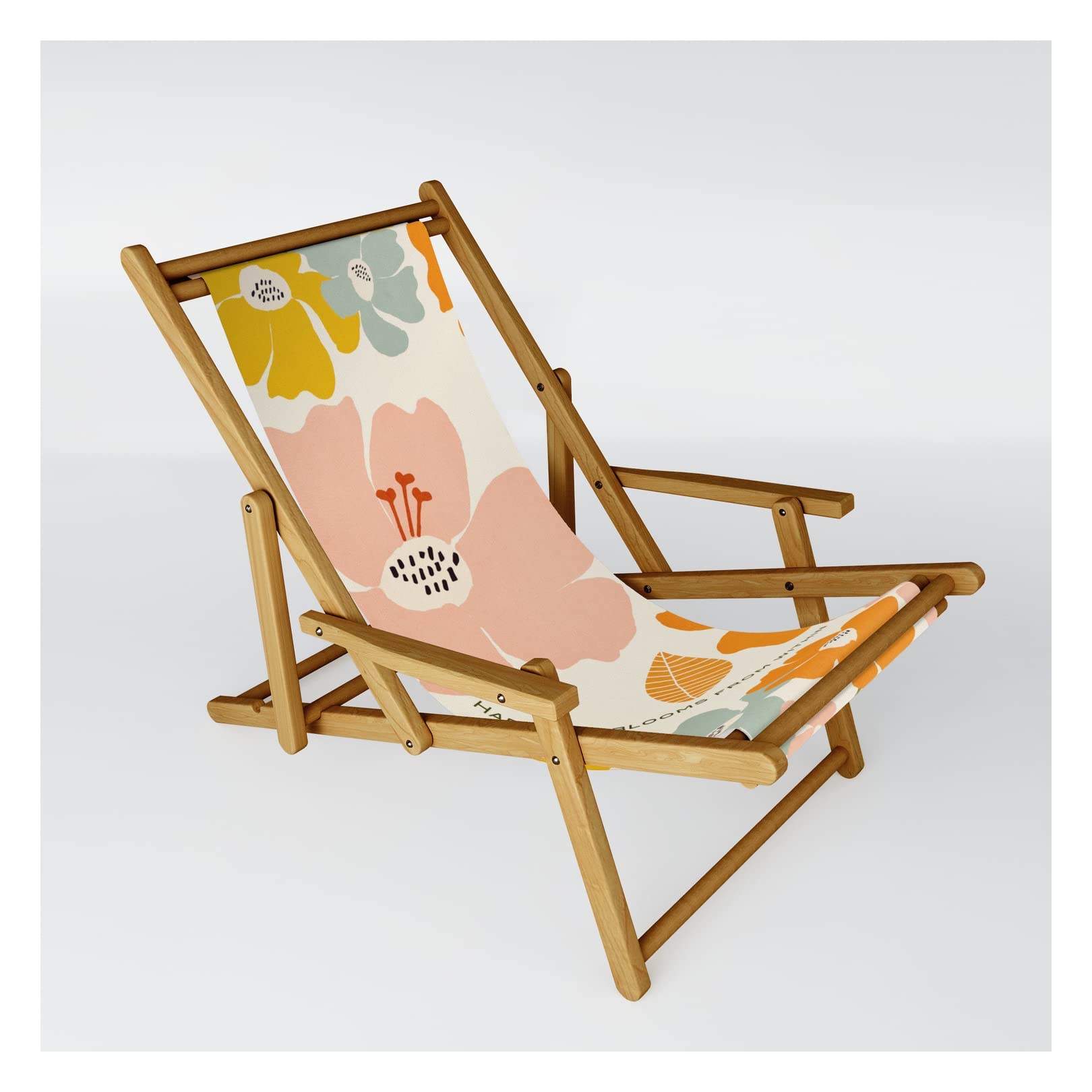 Happiness Blooms by Gale Switzer Sling Chair - Outdoor Lounge Chair, Lightweight & Comfortable Patio Furniture for Garden, Poolside, and Backyard Relaxation