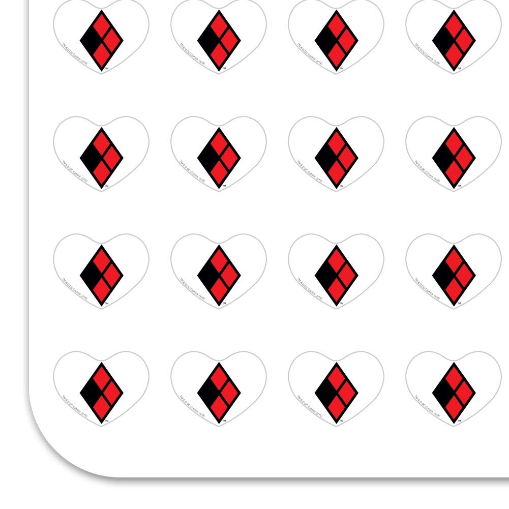 Harley Quinn Diamond Logo Heart Shaped Planner Stickers - Scrapbook & Craft Decoration for Journals, Calendars, DIY Projects - Perfect for Bullet Journaling, Gift Wrapping, and Party Decorations