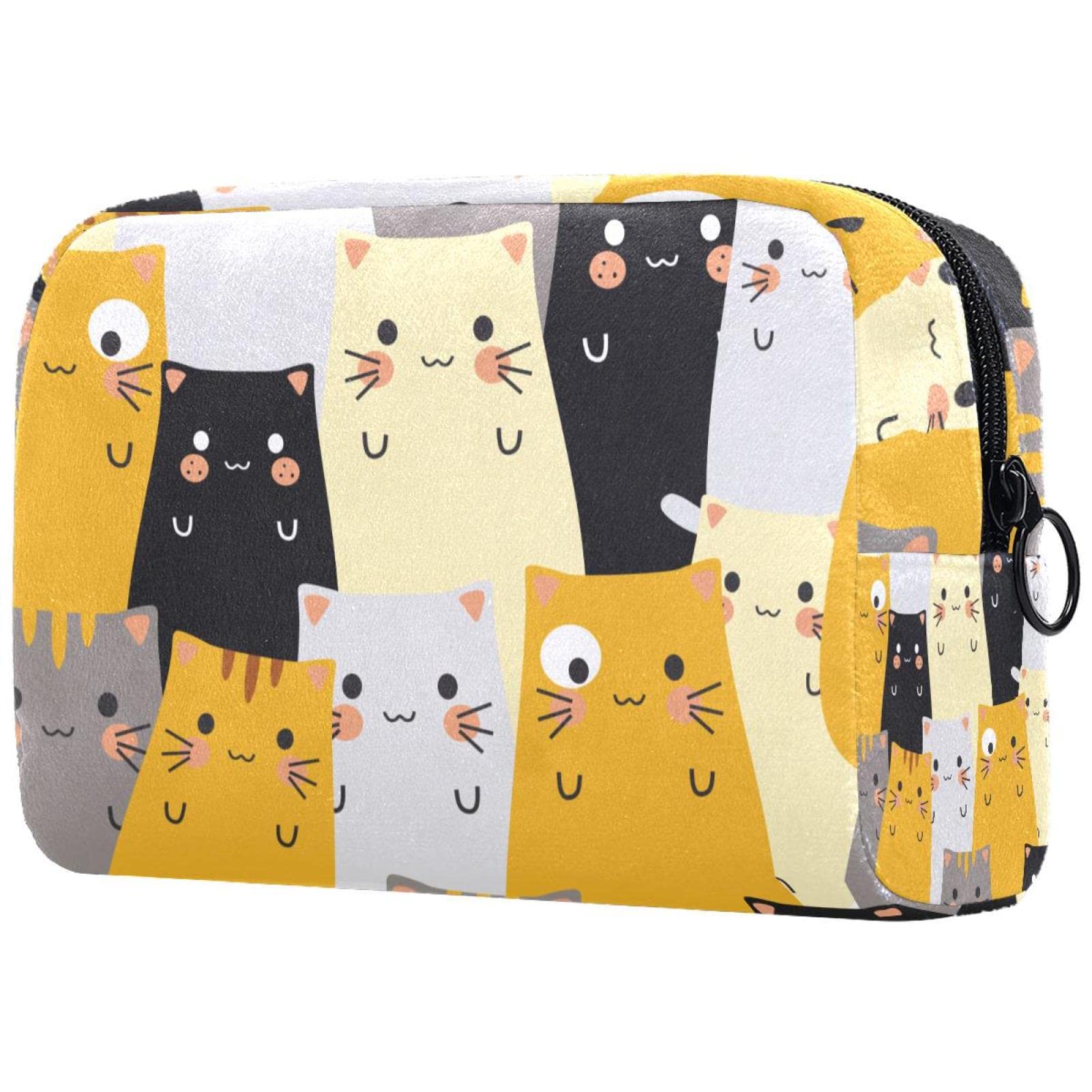 Stylish Cartoon Cat Makeup Bag - Waterproof Travel Toiletry Organizer with Zipper, Cute Cosmetic Pouch for Women & Girls - Perfect for Travel, Gym, and Daily Essentials Storage
