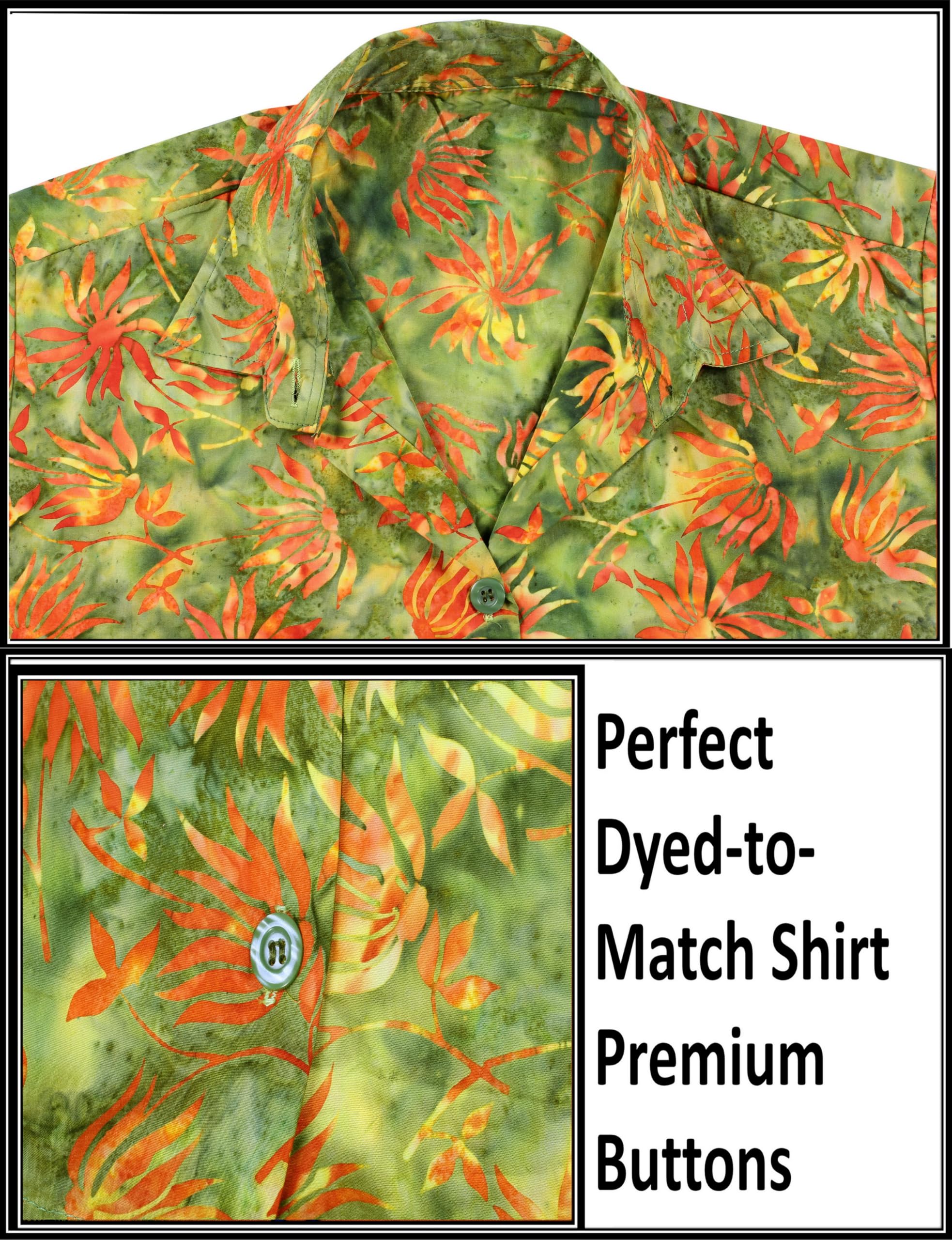 LA LEELA Women's Summer Casual Hawaiian Shirt - Short Sleeve Button Up Blouse with Spring Leaves Print - Beach Vacation, Pool Party & Tropical Outfit for Women (Green)
