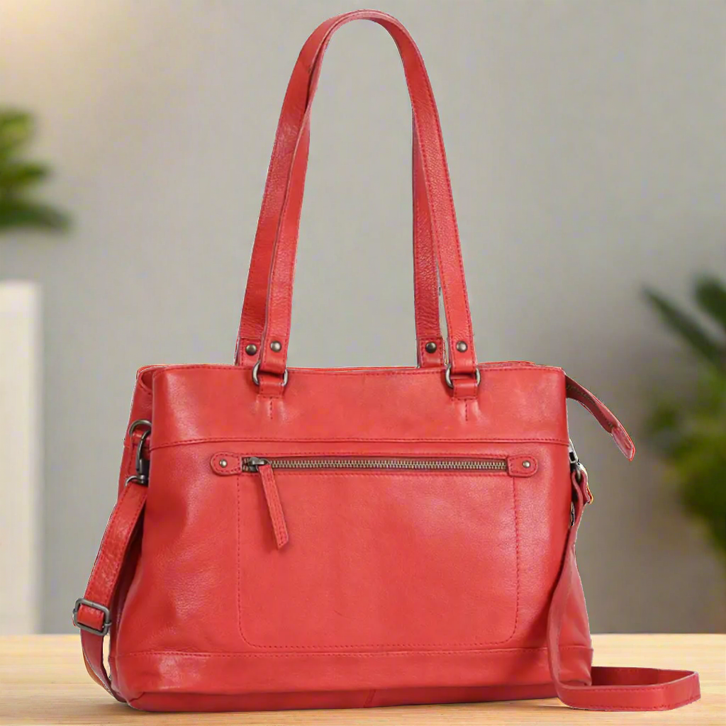 MET Classic Genuine Leather Tote Bag with Dual Handles - Stylish & Durable Women's Handbag for Work, Travel & Everyday Use