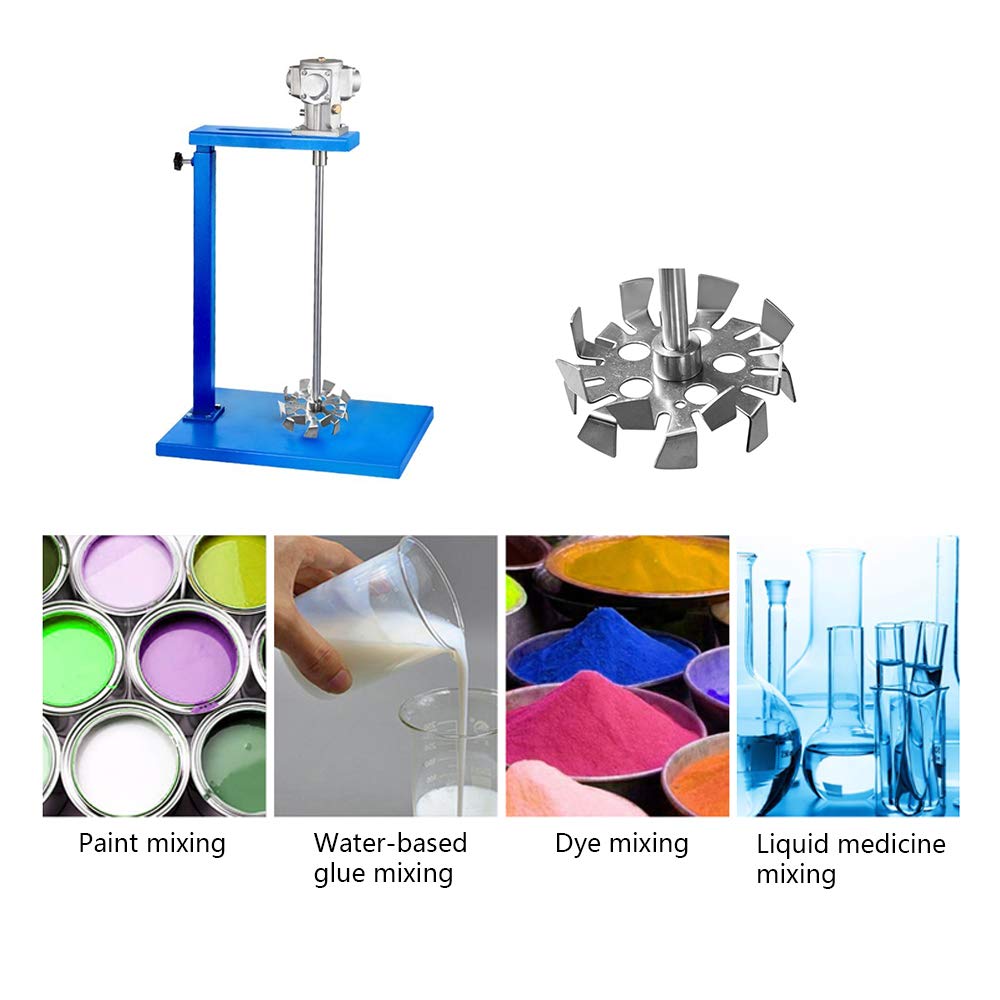 MXBAOHENG 5 Gallon Pneumatic Paint Mixer - Air-Powered Agitator for Dye, Resins & Liquid Medicine - Stainless Steel Dispersion Disc (10cm) - Perfect for Industrial Mixing, Paint Shaking & Chemical Blending