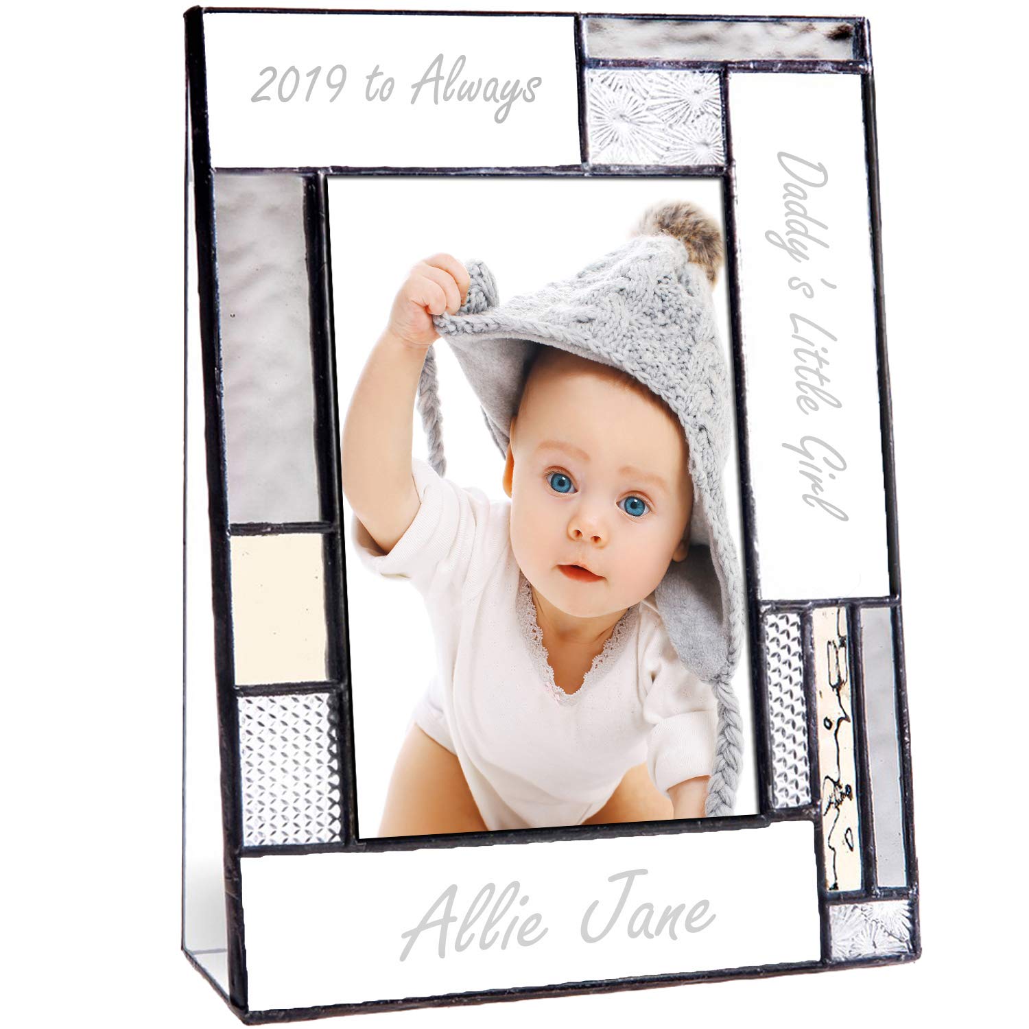 Personalized Dad Photo Frame - Engraved Stained Glass Gift for Father's Day | Perfect for Home & Office Decor