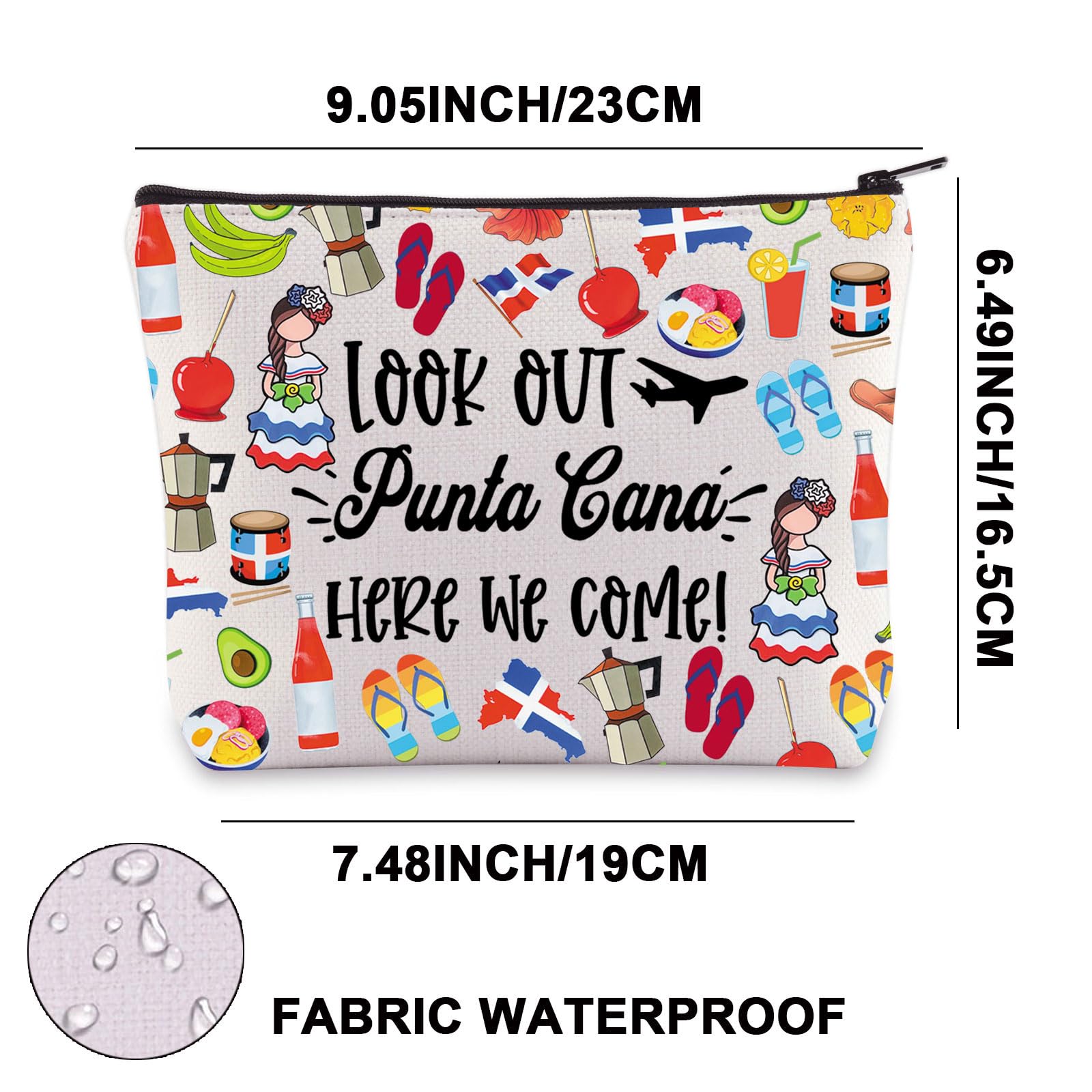 JNIAP Punta Cana Makeup Bag - Waterproof Travel Cosmetic Case, Dominican Republic Souvenir, Beach Vacation Essentials, Holiday Gift for Women - Perfect for Travel, Beach Trips & Daily Use