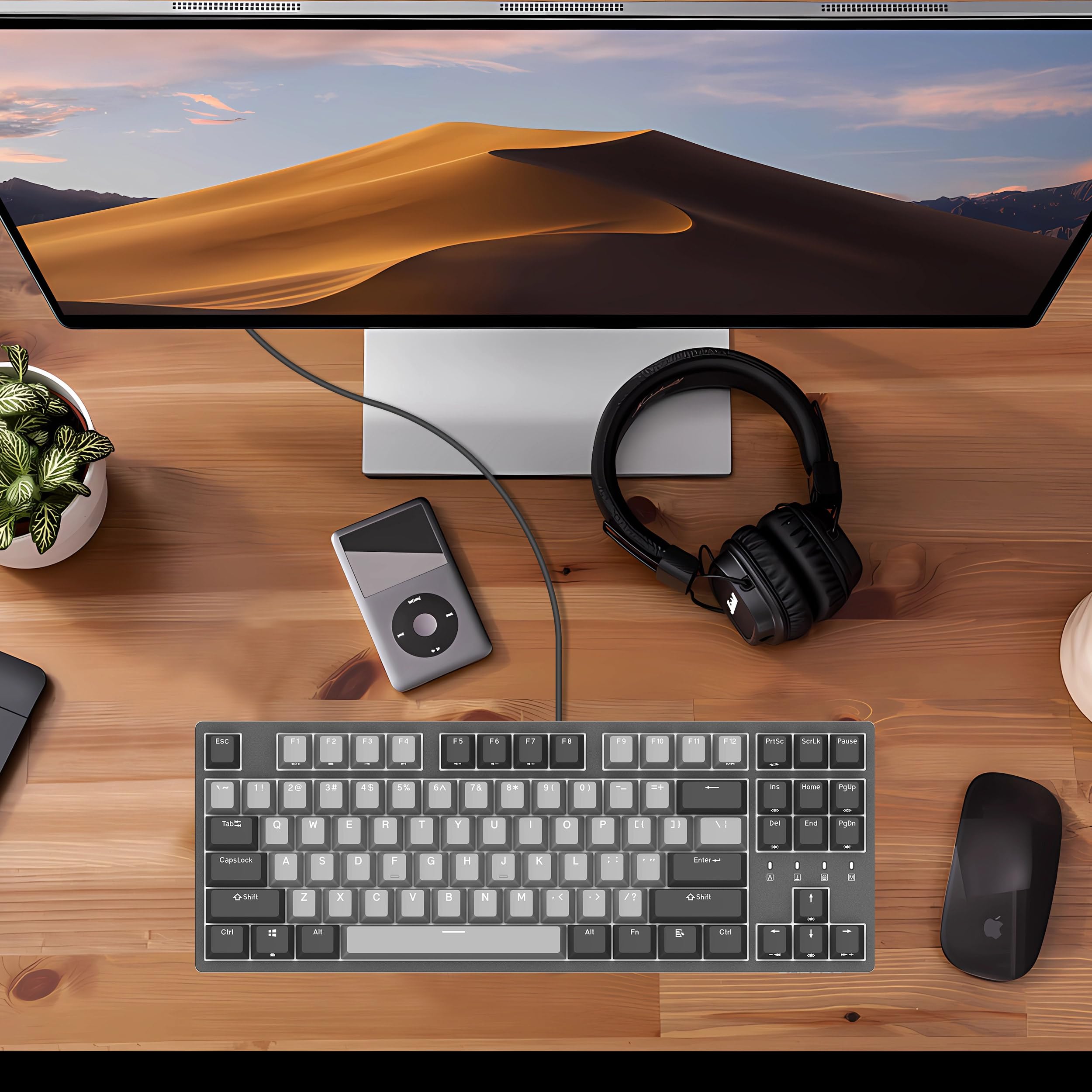 Durgod K320 Corona White Backlit TKL Mechanical Keyboard - 87 Key Tenkeyless USB C Wired Gaming Keyboard with Doubleshot PBT Keycaps, Programmable Keys, NKRO Rollover for Windows & Mac (Cherry MX Blue Switches) - Perfect for Office Work, Gaming & Typing
