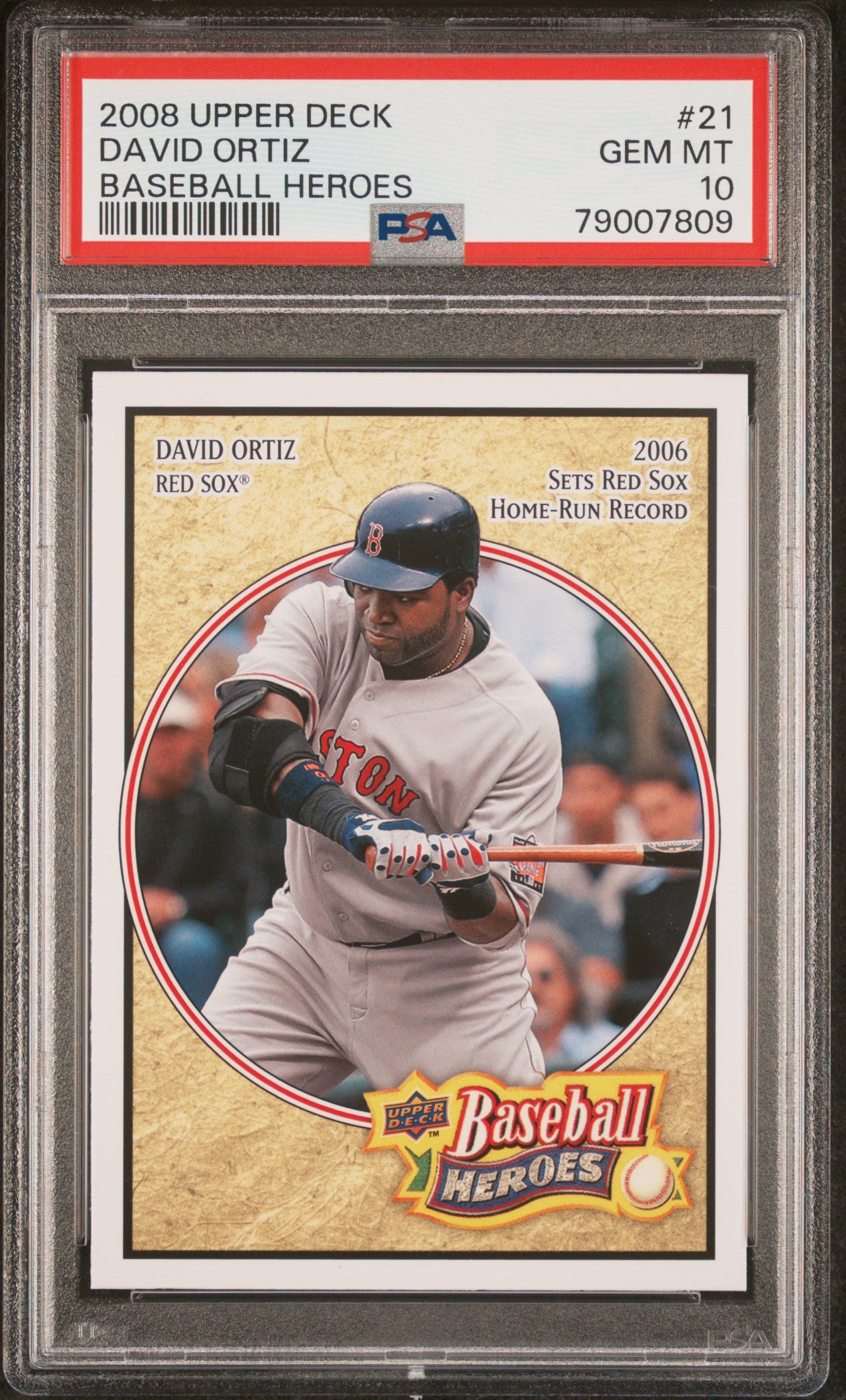 2008 Upper Deck Baseball Heroes David Ortiz #21 PSA 10 Graded Baseball Card - Perfect for Collectors, Sports Memorabilia & Investment - Ideal for Display, Trading & Gift Giving