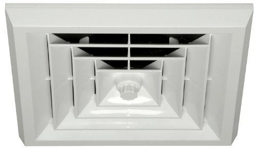 HT-GRB-S1D White Square Ceiling Diffuser 8-7-6 Inch HVAC Reducing Boot with Rotary Damper - Perfect for Commercial & Residential Airflow Control