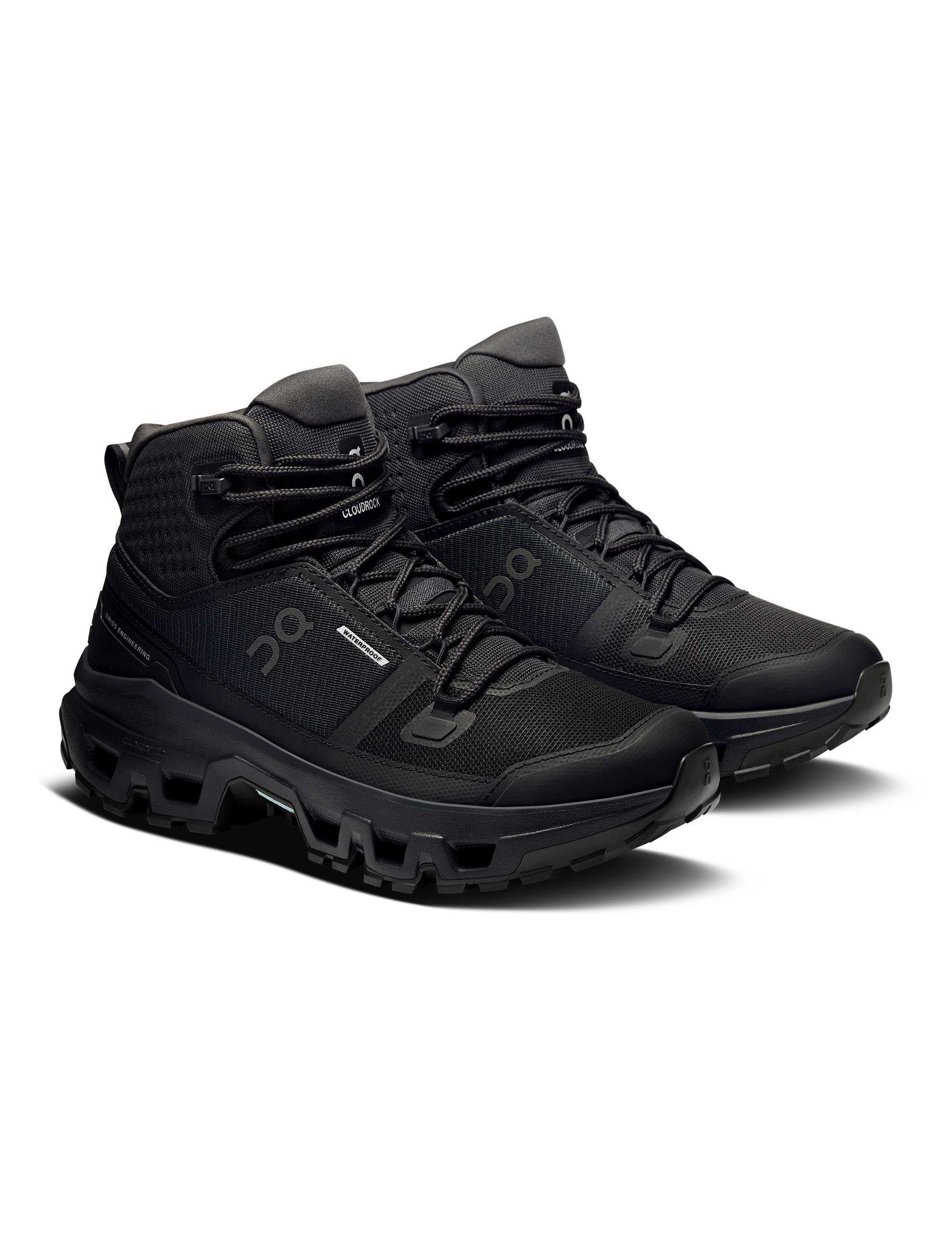 Cloudrock Mid WP Waterproof Hiking Boots for Men - Black | All-Terrain Outdoor Adventure & Winter Snow Trekking Shoes