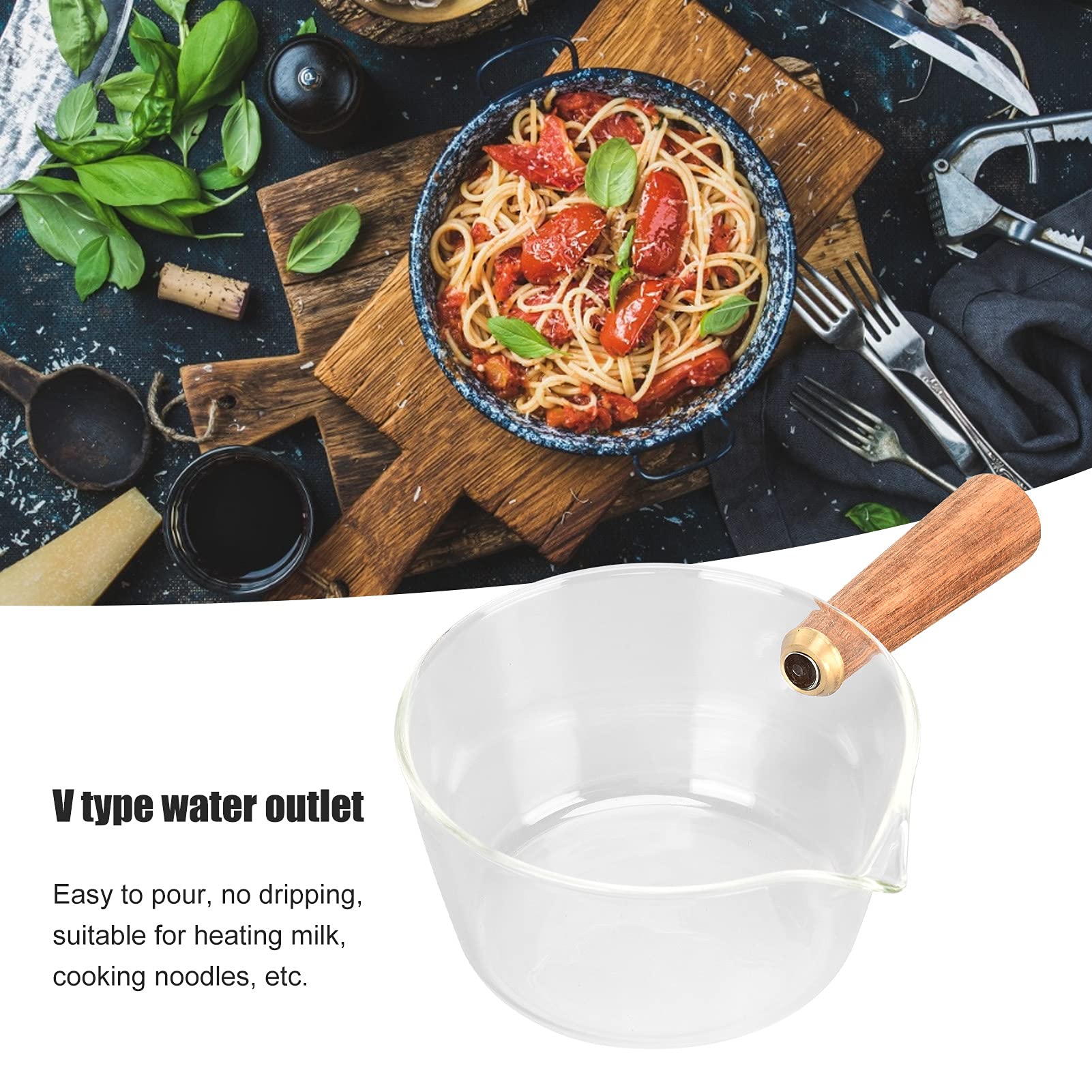Alvinlite Nonstick Glass Sauce Pan - 400ml Milk Pot with Lid, Heat-Resistant Cooking Pot for Kitchen, Perfect for Boiling Milk, Making Sauces, and Serving Beverages