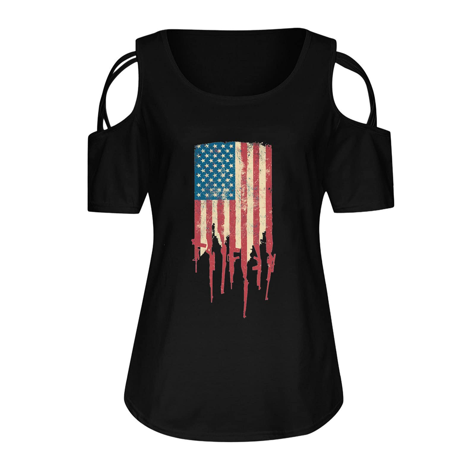 Women's Printed Loose Tunic Top - Casual Short Sleeve Graphic Blouse with Flag Design | Perfect for Summer Outfits, Beach Wear & Everyday Fashion
