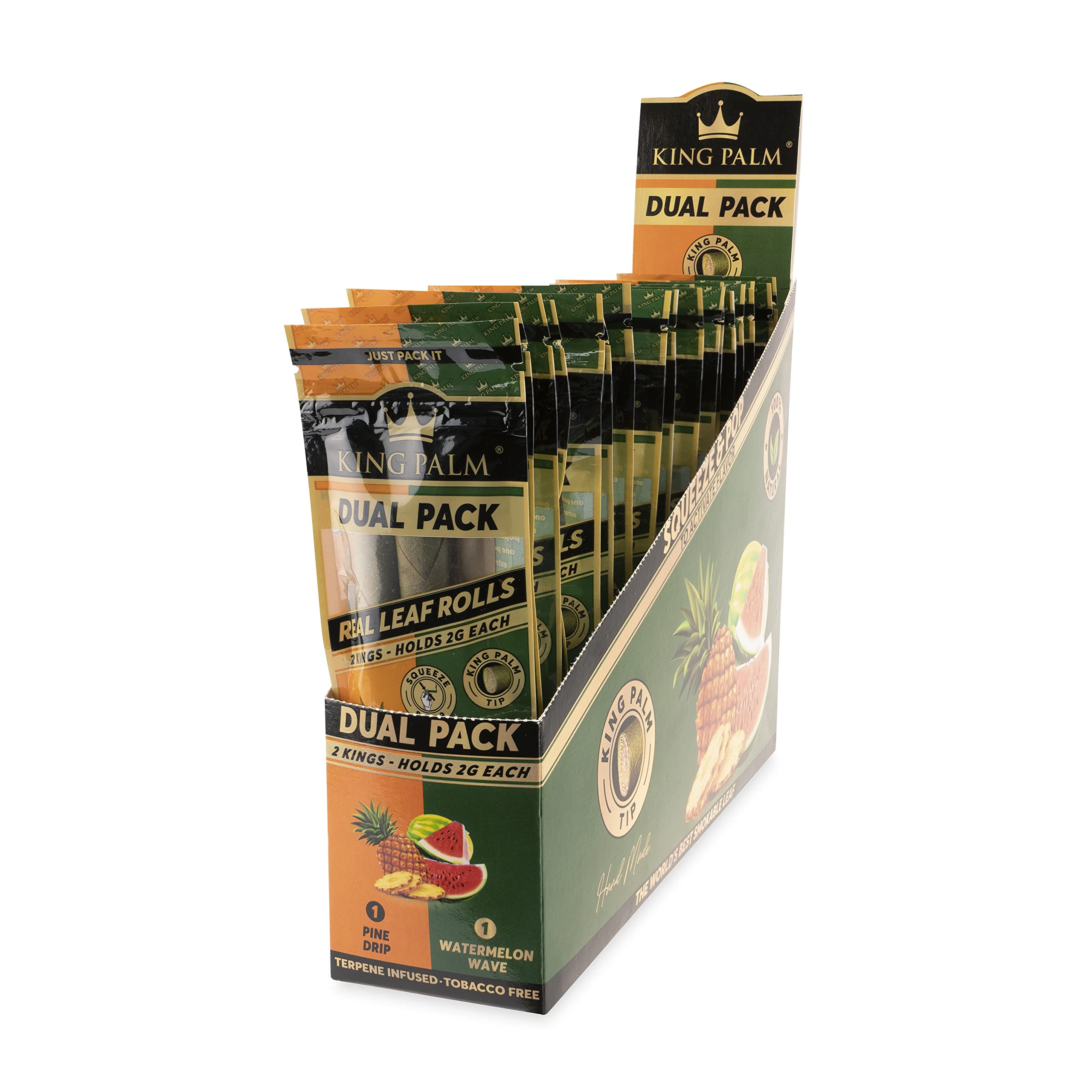 Organic King Size King Palm Pre-Rolled Cones - 20 Packs (2 Rolls Each) with Natural Flavors - Watermelon Wave & Pine Drip Dual Pack - Perfect for Relaxation, Social Gatherings & Outdoor Activities