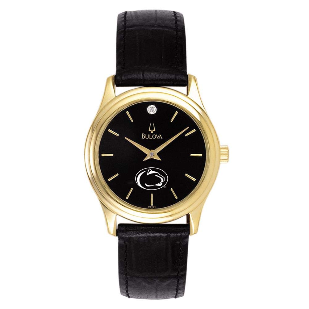 Penn State University Women's Watch - Bulova Black Leather Strap with Diamond Accents | Perfect for Graduation Gifts, Alumni Events & Everyday Elegance