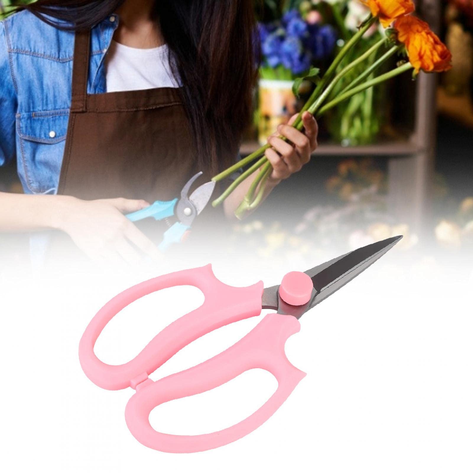 Uxsiya Floral Scissors - Pink ABS Grip Garden Shears for Flower Arranging, Pruning & DIY Crafts | Perfect for Home Gardening, Bouquet Making & Indoor Plant Care