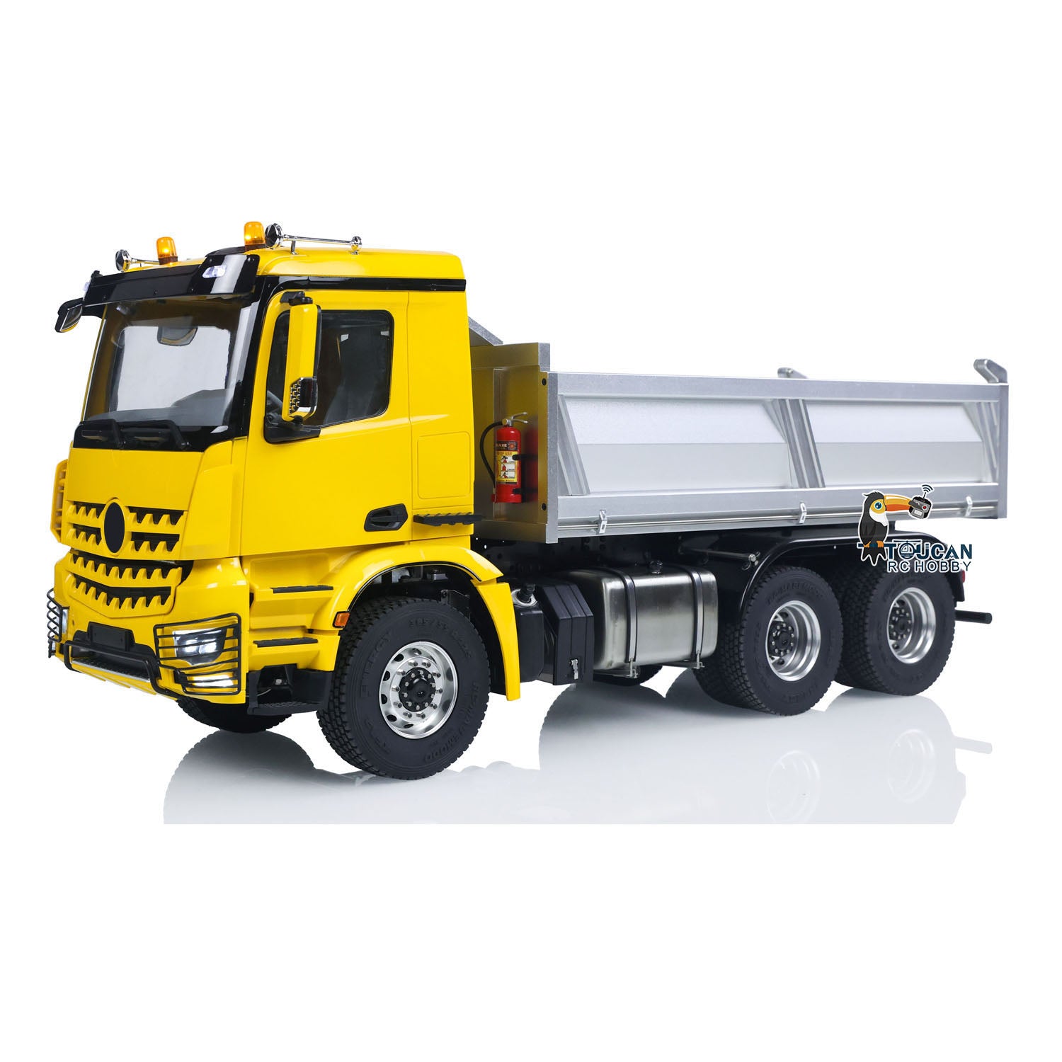 2 Speed Metal 6x6 Chassis 1/14 Scale RC Hydraulic Dump Truck with Light & Sound - HotRC Radio Controlled Tipper Truck for Construction Site Play & Off-Road Adventure (US Stock, No Lock Differential Axle)