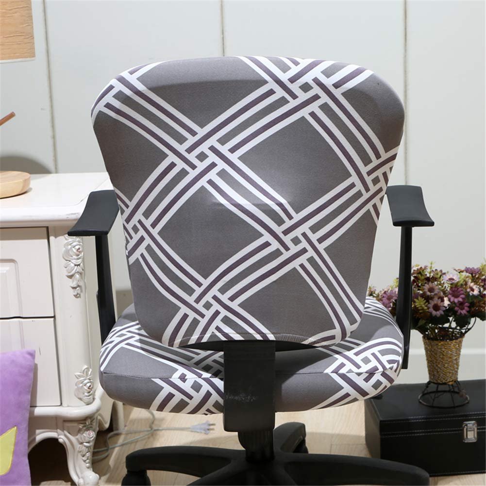 Stretchable Polyester Office Chair Cover - Universal Split Protective Slipcover for Computer & Desk Task Chairs, Smoke Grey - Perfect for Home Office, Gaming & Workspace Setup