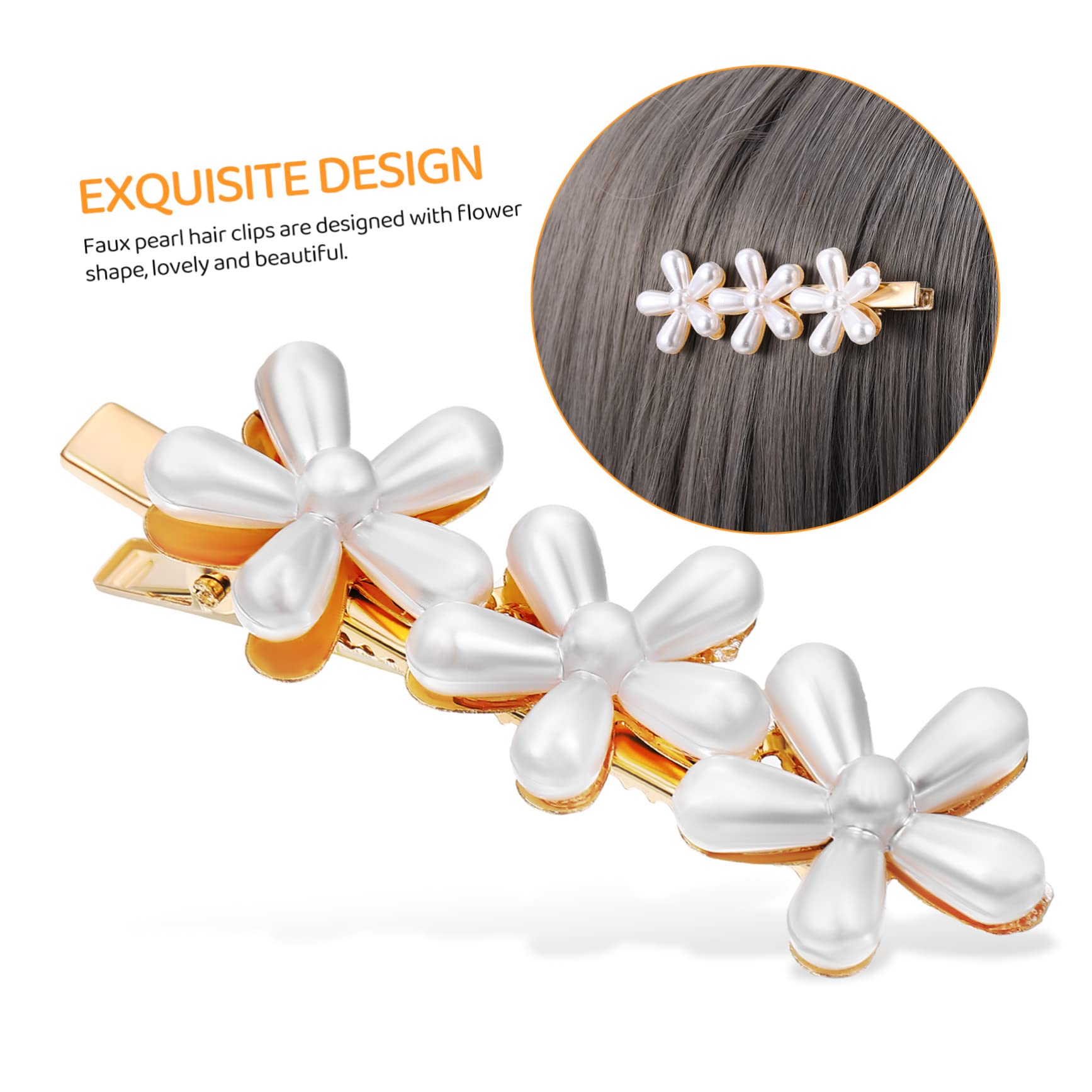 Minkissy Flower Shape Small Claw Hair Clips for Women & Girls - Set of 10 Pearl Floral Hair Clips for Styling, Parties, Weddings & Everyday Wear