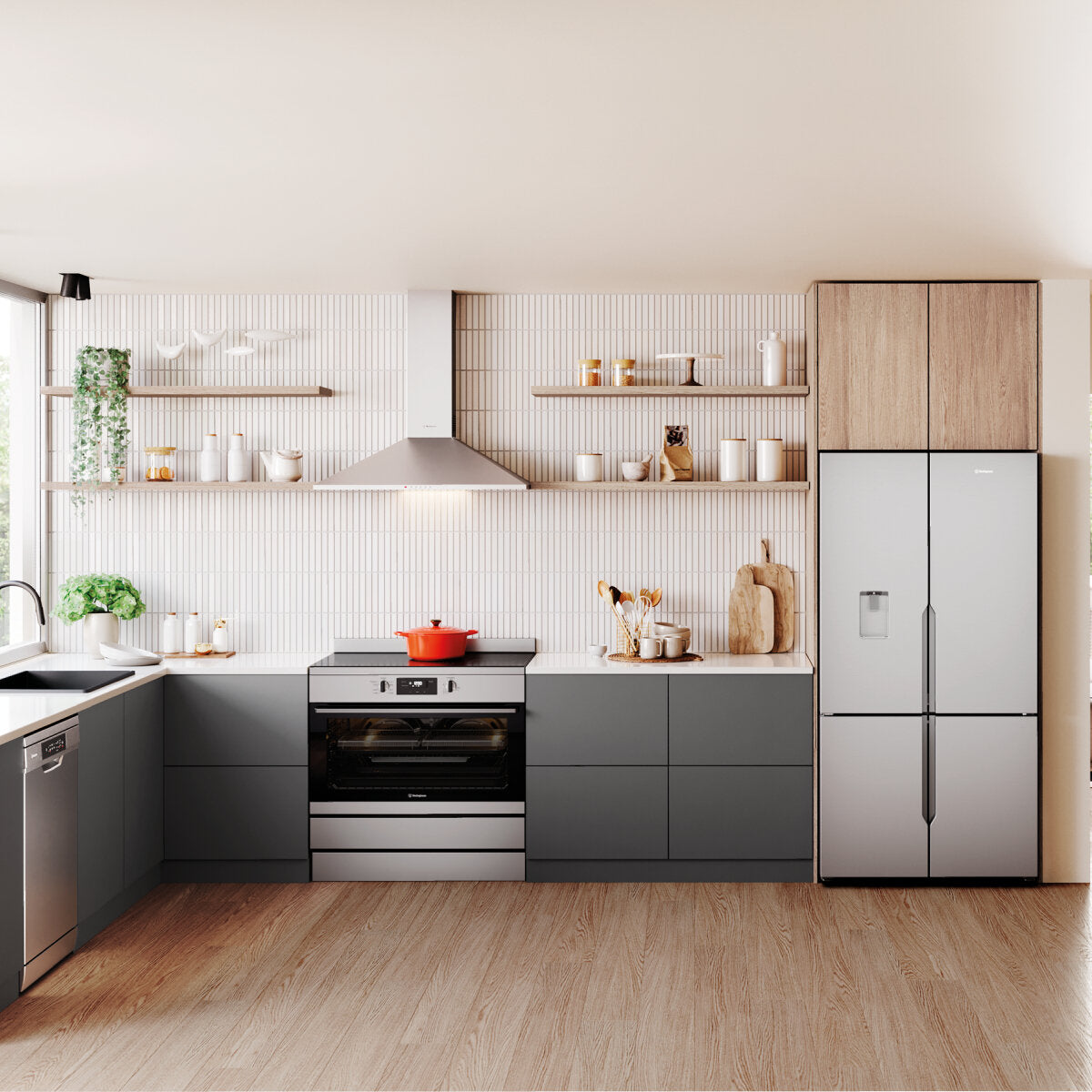 Westinghouse 90cm Dual Fuel Freestanding Cooker Stainless Steel WFE9515SD - Professional Gas & Electric Range for Home Kitchen Cooking, Baking & Entertaining