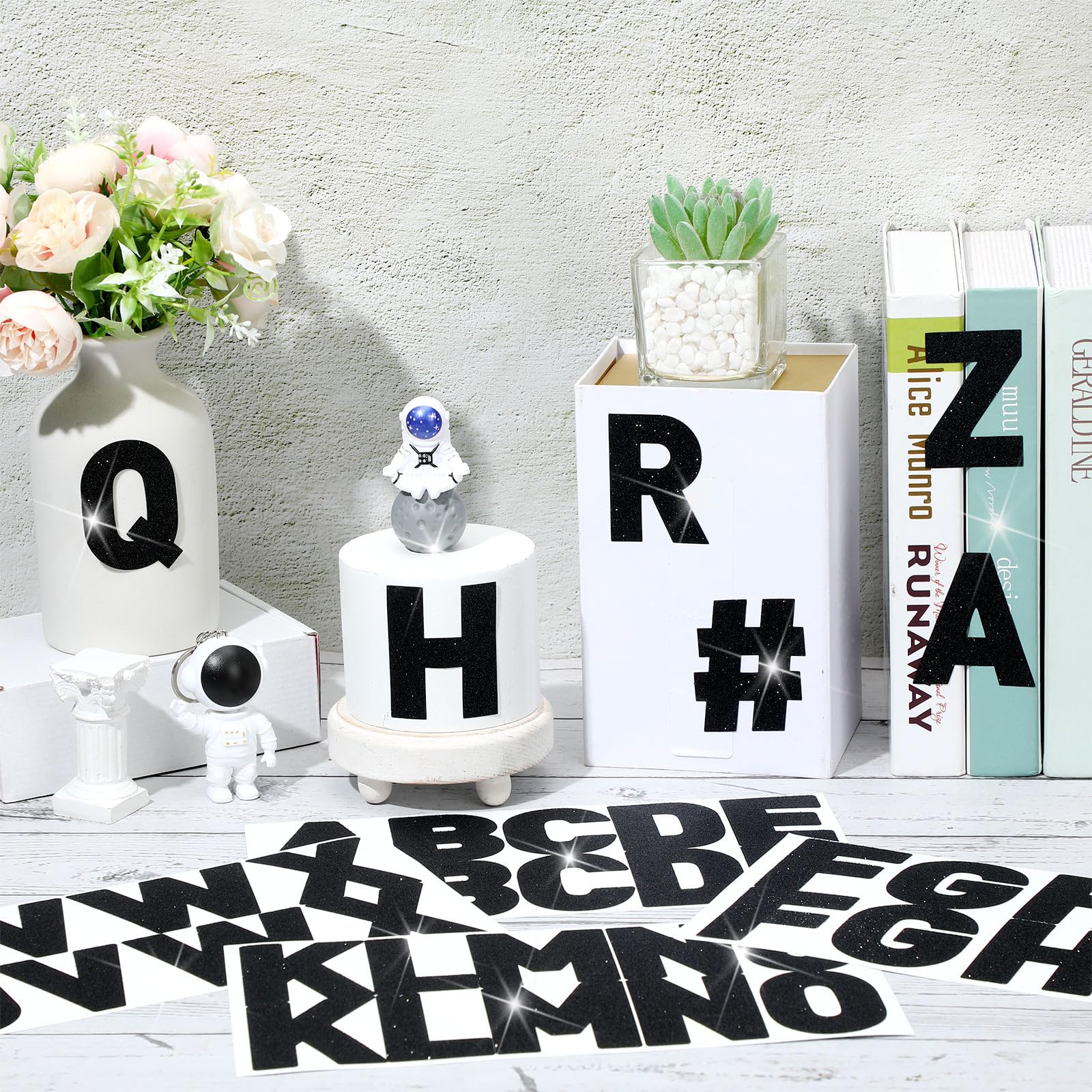 Harloon 232 Pcs Large Glitter Letter Stickers - 24 Sheets Self-Adhesive Alphabet Letters Kit (2.5 Inch, Black) for Mailbox, Bulletin Boards, Classroom & Home Decor - Perfect for DIY Crafts, Scrapbooking & Party Decorations