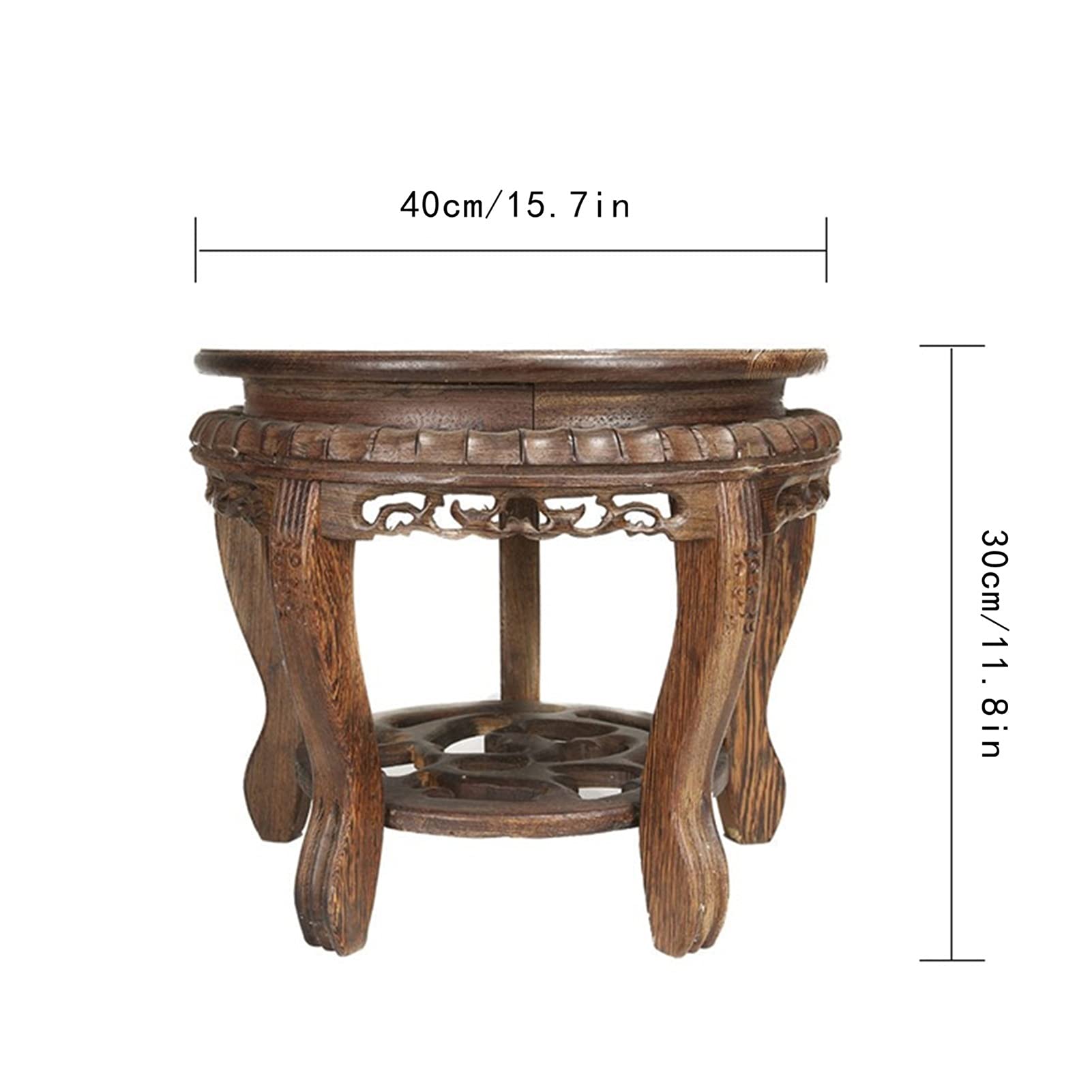 40cm Wooden Pedestal Stand for Vase, Bonsai & Buddha Statues - Handcrafted Chicken Wing Wood Display Base for Home Decor, Oriental Furniture & Interior Design | Perfect for Living Room, Garden & Office Decor