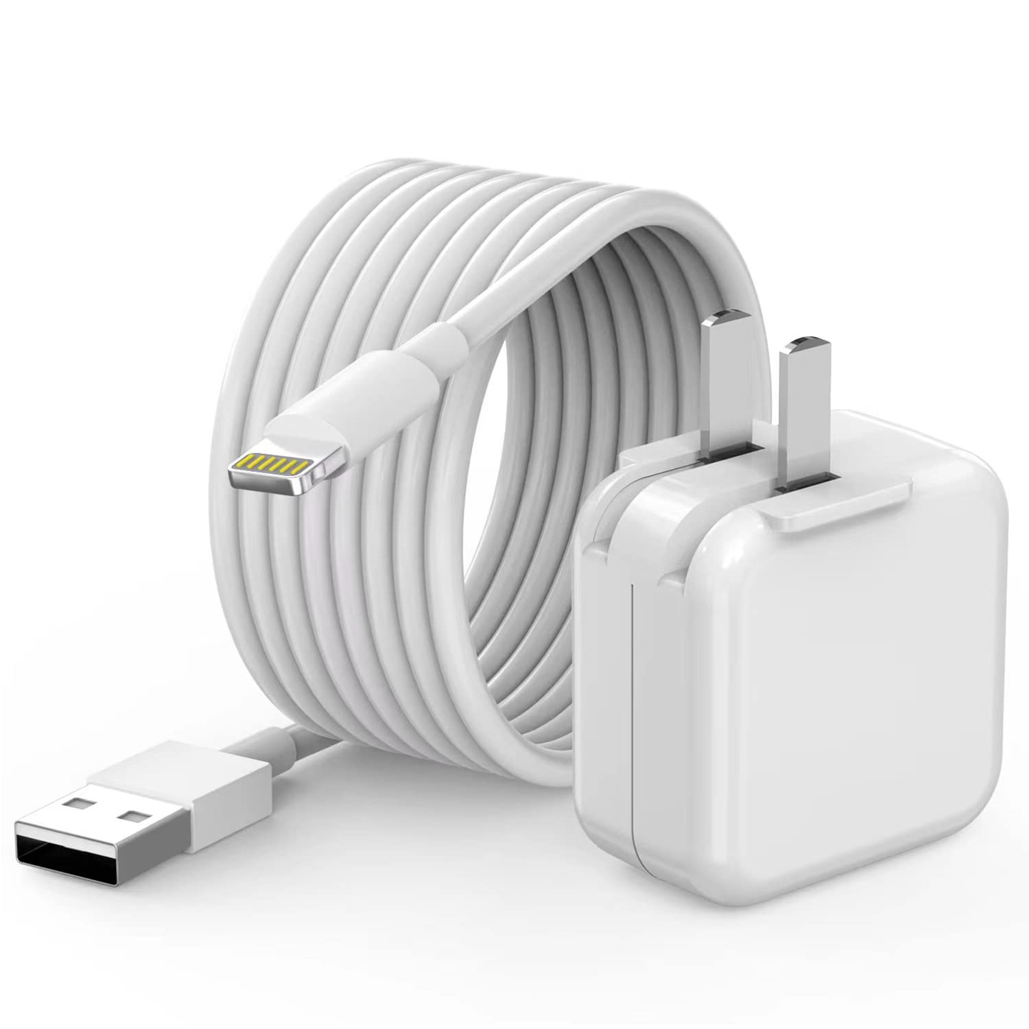 Apple MFI Certified 10FT Long Lightning Cable - Fast Charging USB Wall Charger with Foldable Plug for iPad 7/8/9, iPad Air, iPad Mini, iPad Pro & iPhone | Perfect for Home, Office & Travel Use