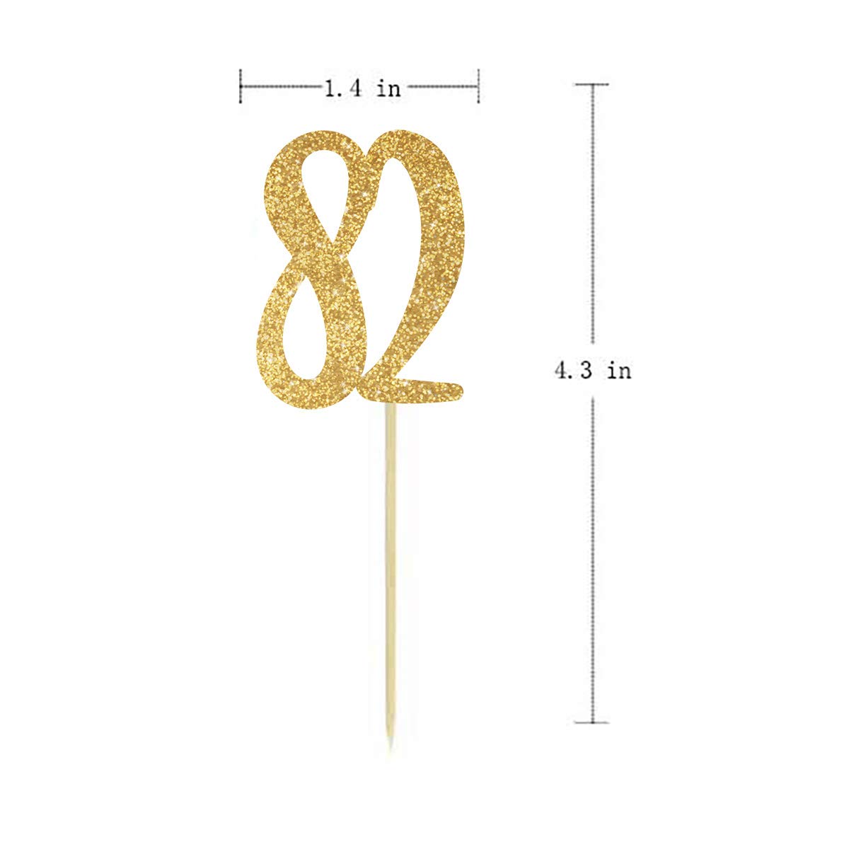 24-Pack Gold Happy 82nd Birthday Cupcake Toppers with Glitter Numbers - 82nd Birthday Party Decorations for Grandparents, Anniversary Celebrations & Milestone Birthday Cakes