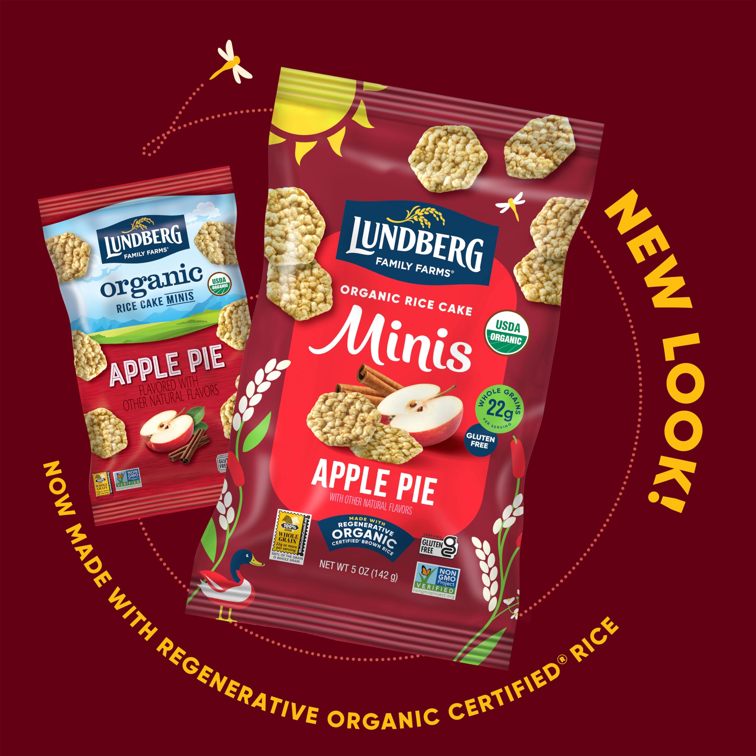 Organic Rice Cake Minis, Apple Pie, 6-Pack – Healthy Vegan Snacks for On-the-Go