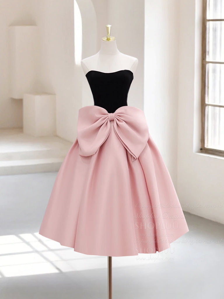 Elegant A-Line Sweetheart Neck Satin Prom Dress in Black & Pink - Perfect for Homecoming, Short Party Dresses for Women - Great for Dances, Formal Events & Special Occasions