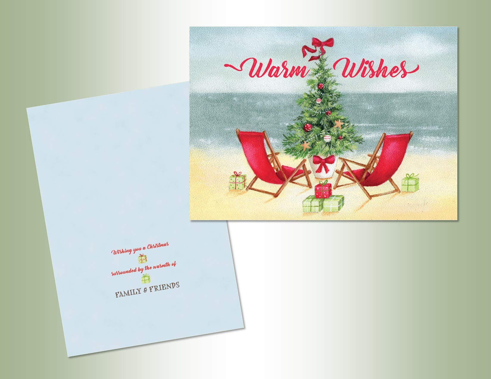 PERFORMING ARTS ® Premium Christmas Card Set - 18 Beach Chair Holiday Greeting Cards with Colorful Interior Designs & Envelopes (1 Unique Design per Box) - Perfect for Holiday Gifts, Office Greetings & Family Christmas Wishes