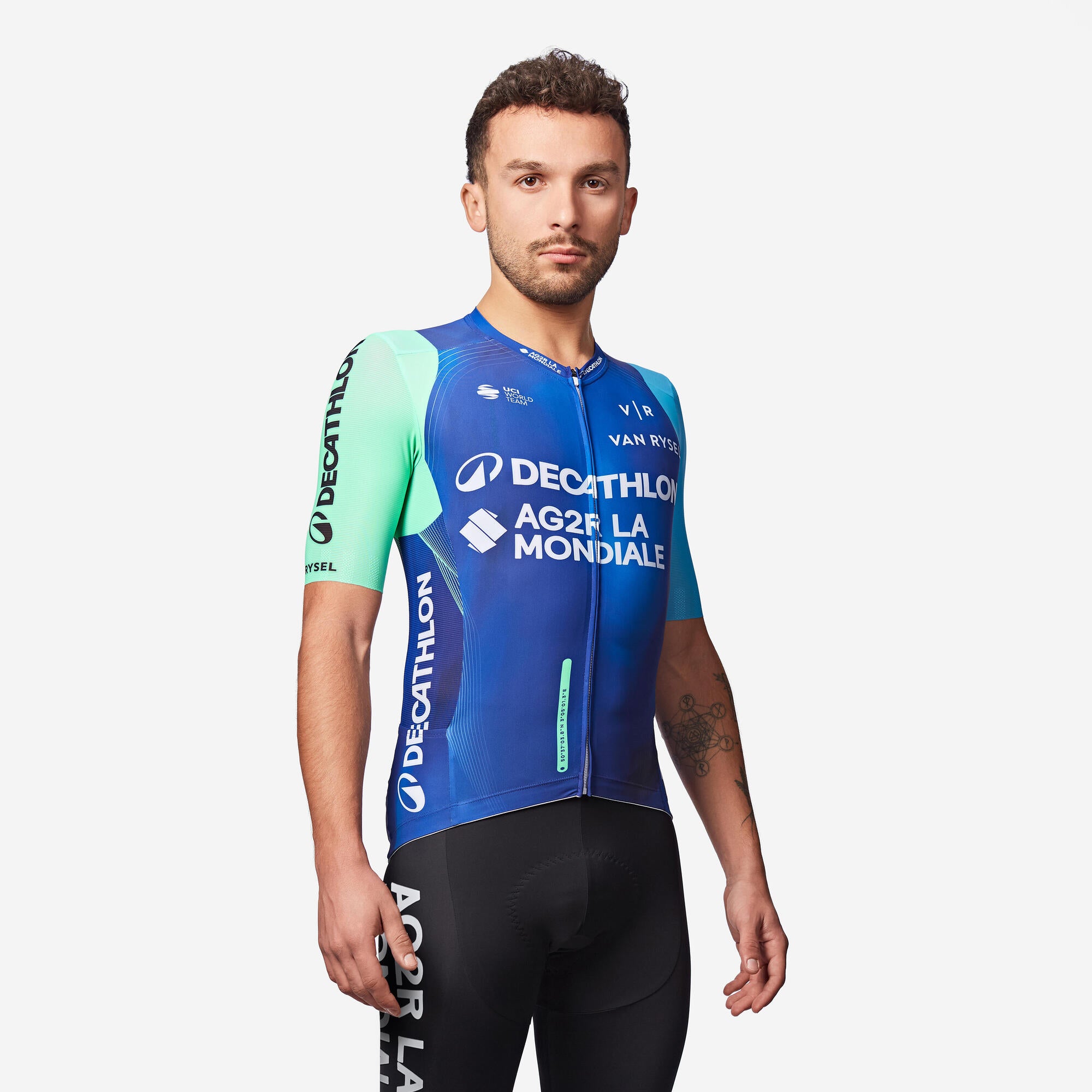 Van Rysel AG2R La Mondiale Team Replica Cycling Jersey - Men's Professional Road Bike Shirt for Training & Racing | Breathable & Lightweight Performance Wear