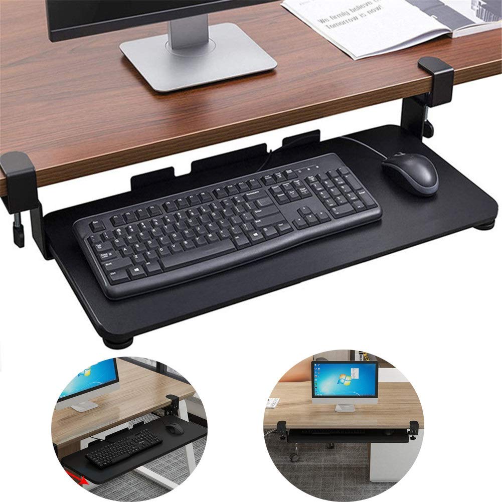 Adjustable Under Desk Keyboard Tray - Silent Slide for Office & Dorm